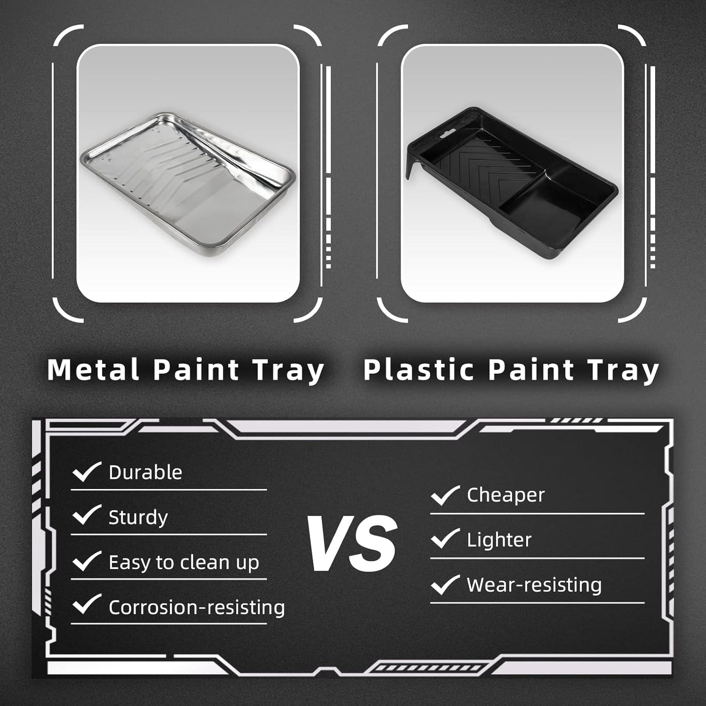 ETERNA Paint Roller Kit, 9 Pieces Paint Supplies for House Painting, with Metal Paint Tray&9 inch+4 inch Paint Rollers&Cover&Frame&Brush, Perfect for Wall Decorating Home DIY Improvement