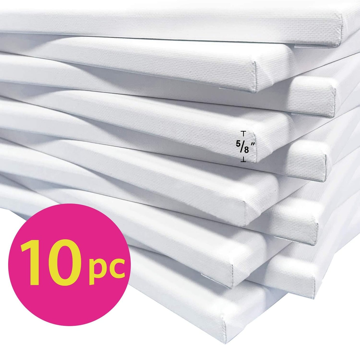 PHOENIX Stretched Canvas for Painting 8x10 Inch/10 Value Pack, 8 Oz Triple Primed 5/8 Inch Profile 100% Cotton White Blank Canvas, Artist Framed Canvas for Oil Acrylic & Pouring Art