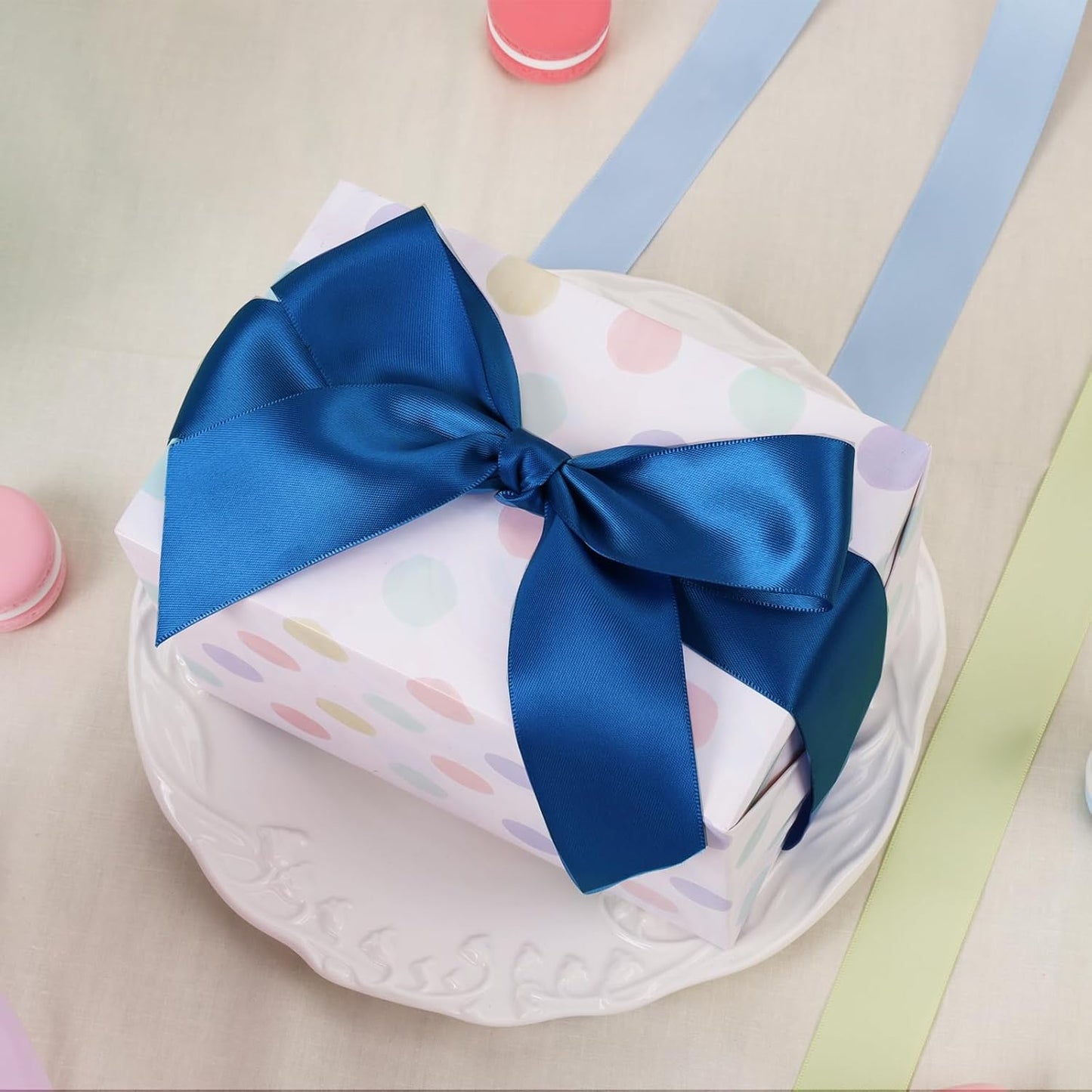 LaRibbons 1 1/2 Inch 50 Yard Double Faced Satin Ribbon,Royal Blue Satin Craft Fabric Ribbon for Gift Wrapping Floral Bouquets Wedding Party Decoration