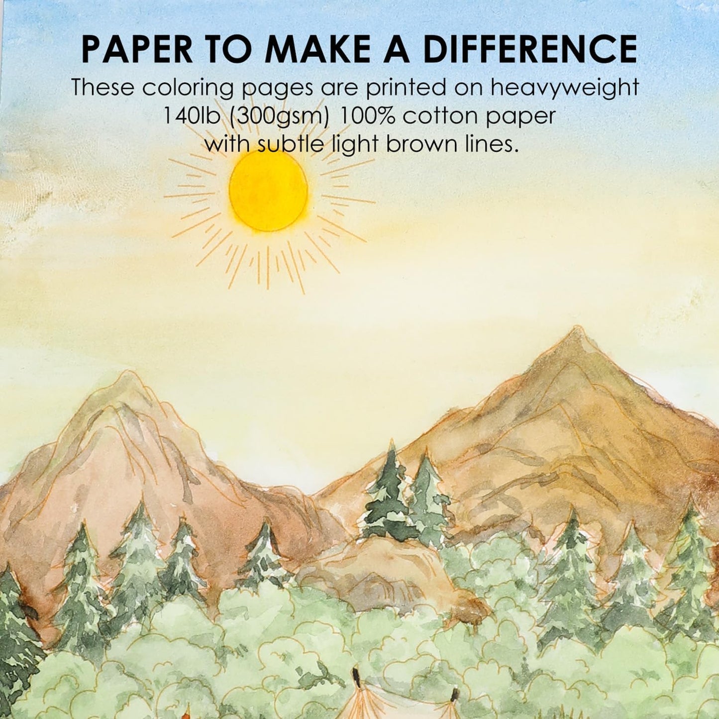 Grabie Watercolor Coloring Book, 15 Sheets A5 (8.3 x 5.8),Watercolor Book for Adults: Ignite Your Artistic Expression on 100% Cotton Paper (Land-Scape)