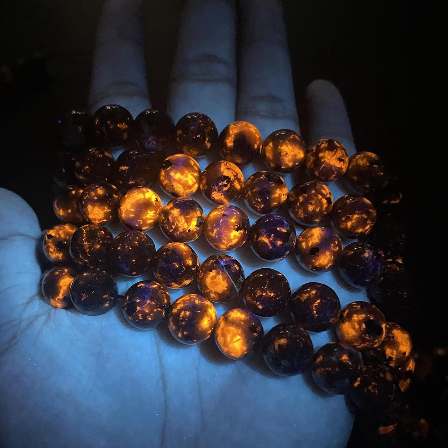 72pcs 10mm Natural Flame Yooperlite Stone Beads Round Healing Energy Power Stone Beads for Jewelry Making DIY Bracelet Necklace Earrings 32" 2 Strands