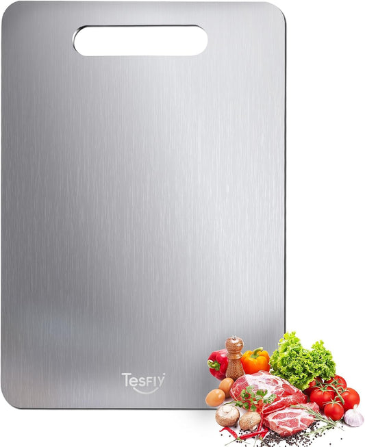 New Titanium Cutting Board - 100% Pure Titanium Cutting Boards For Kitche,Easy to clean, Double-sided food-grade Cutting Board For Meats, Fruits And Vegetables (13 * 9)