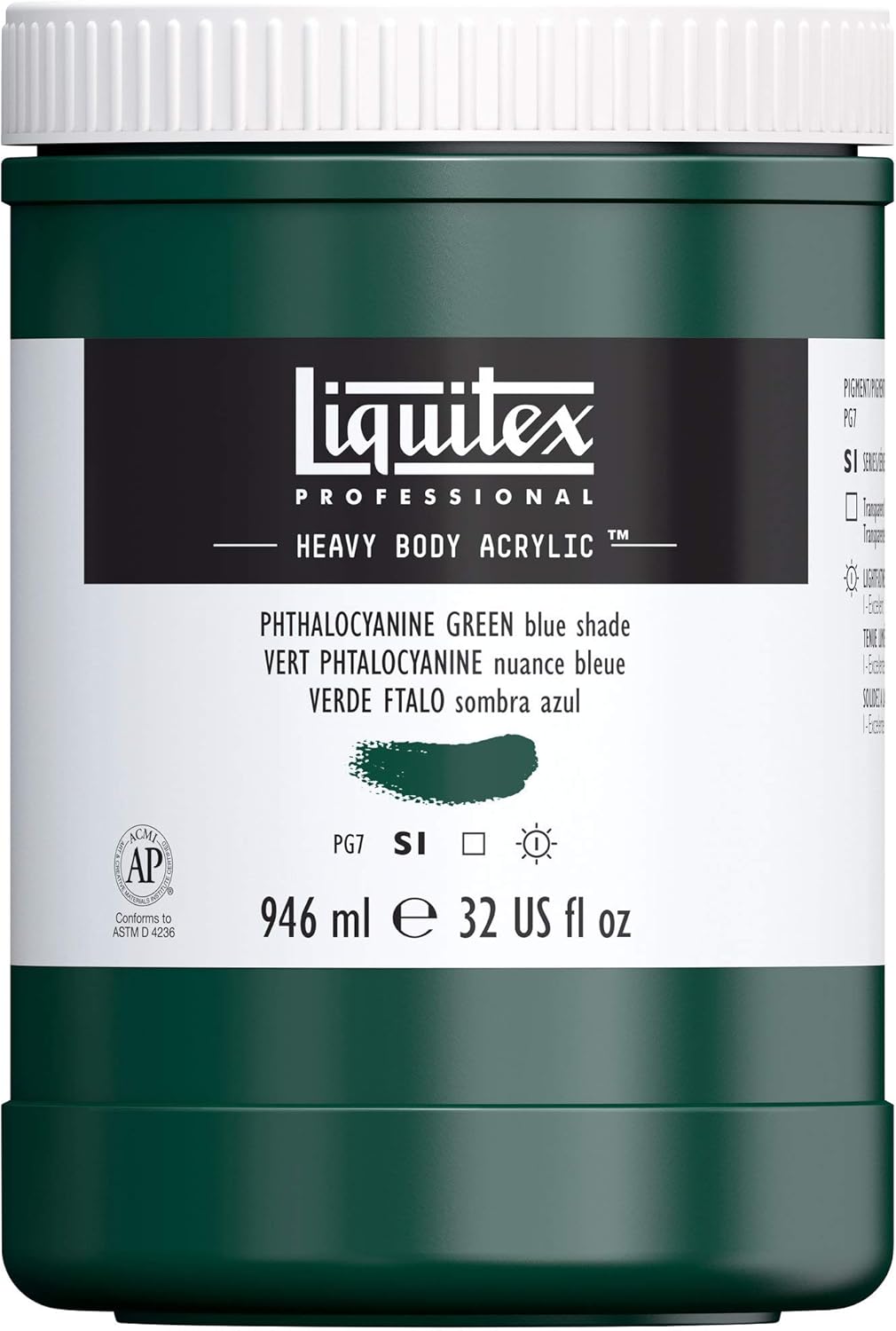 Liquitex Professional Heavy Body Acrylic Paint, 32-oz (946ml) Pot, Phthalocyanine Green (Blue Shade)