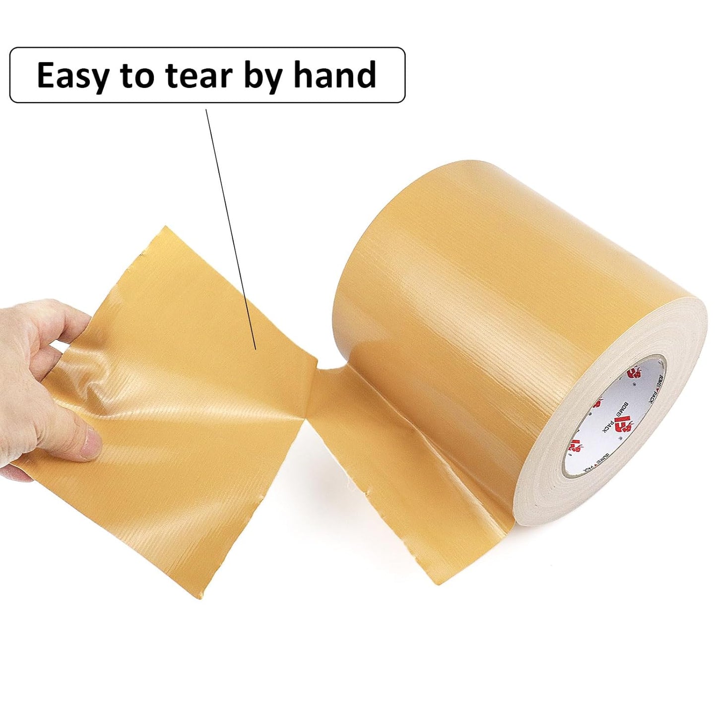 BOMEI PACK 6" Tan Beige Duct Tape 6 Inch,Heavy Duty Light Brown Wide Roll Tape,Strong Strength,Flexible,No Residue,Waterproof and Tear by Hand,Multi-Use Tan Duct Tape for Indoor & Outdoor Repairs