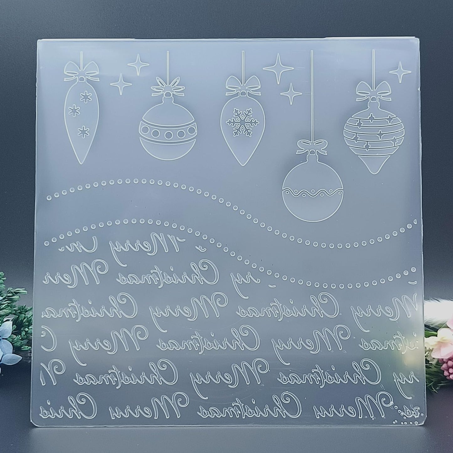 Merry Christmas Pendants Texture Embossing Templates 5.9x5.9inch Plastic Embossing Folders for Card Making DIY Scrapbooking Photo Album Card and Handmade Paper Craft Decor