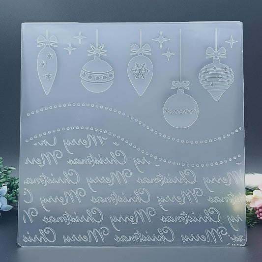Merry Christmas Pendants Texture Embossing Templates 5.9x5.9inch Plastic Embossing Folders for Card Making DIY Scrapbooking Photo Album Card and Handmade Paper Craft Decor