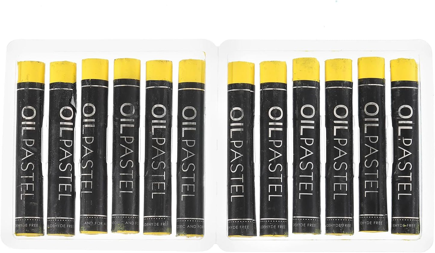 PATIKIL Yellow Oil Pastels, 12Pcs Soft Oil Crayons Creamy Pastels Stick Art Supplies for Art Painting Drawing Blending Graffiti for Artists Beginners