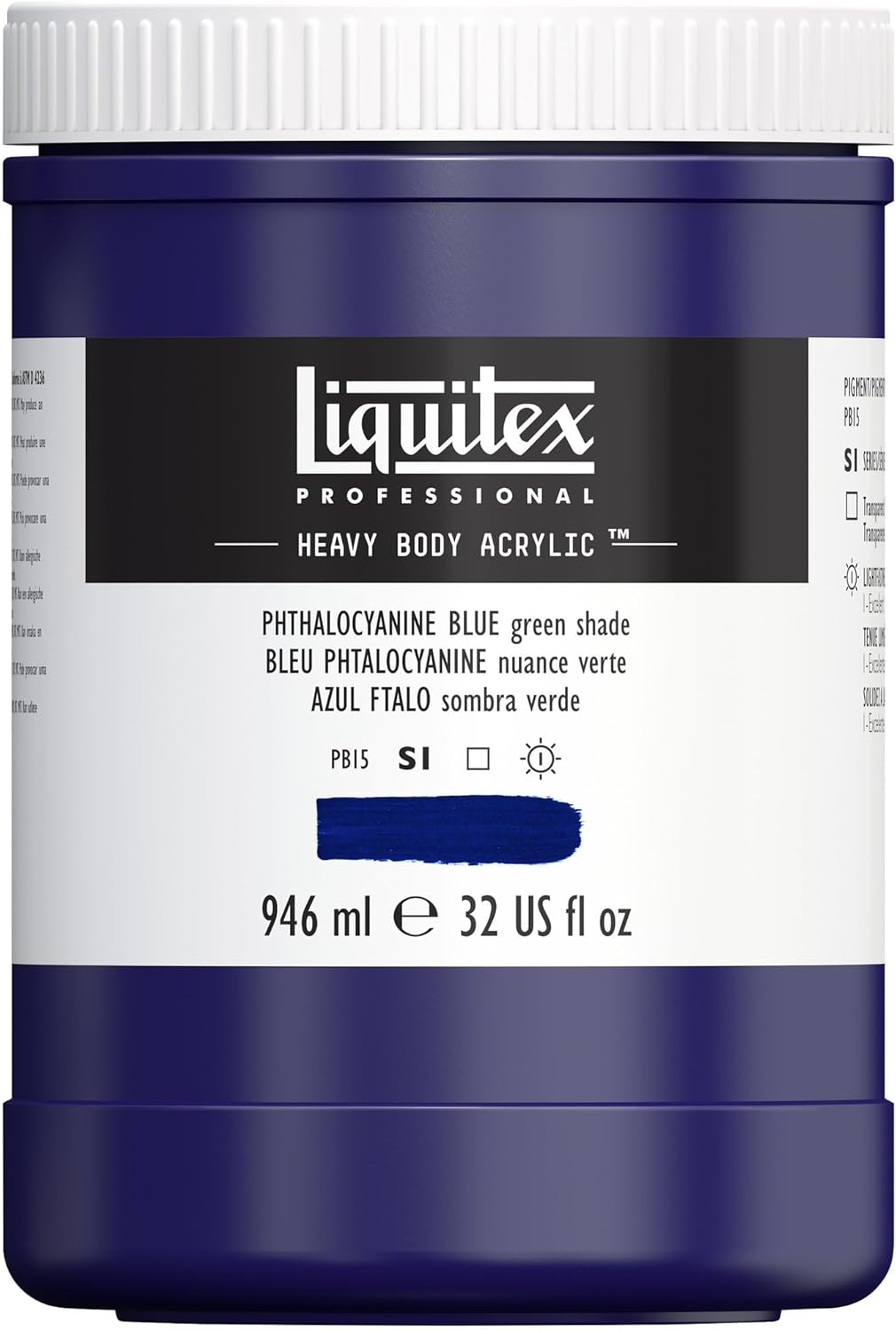 Liquitex Professional Heavy Body Acrylic Paint, 32-oz (946ml) Pot, Phthalocyanine Blue (Green Shade)