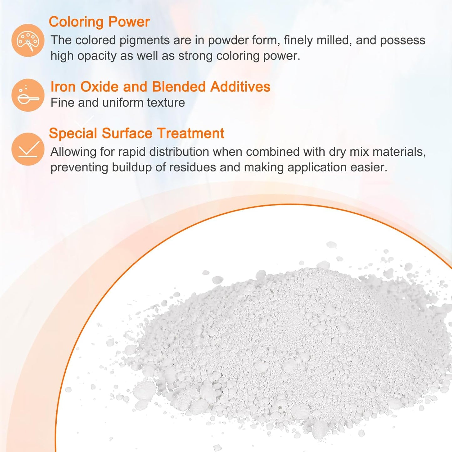 HARFINGTON Iron Oxide Powder Concrete Pigment 325 Mesh 3.5oz (100g) Iron Oxide Grout Pigment for Pastel Tile Paint Concrete Cement, White
