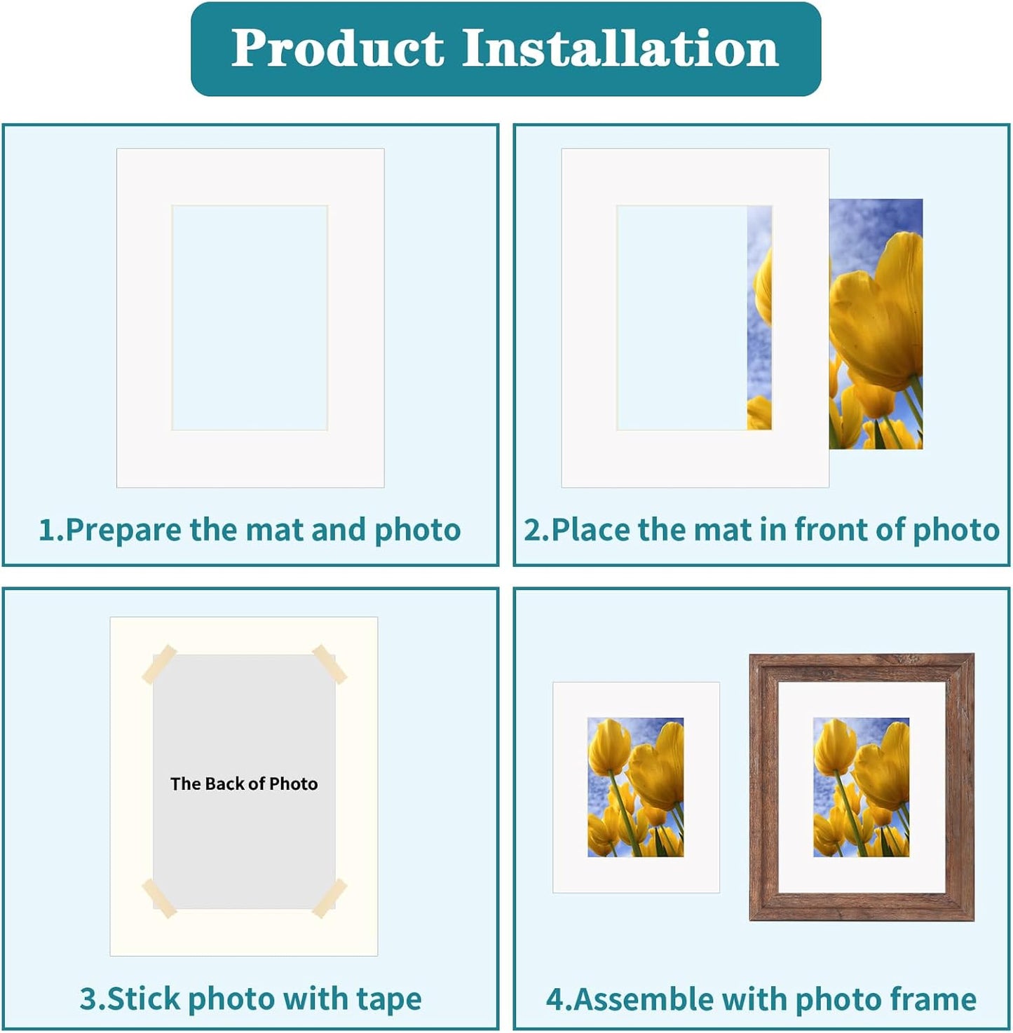 ZBEIVAN 8x10 White Picture Mats with Core Bevel Cut Frame Mattes for 5x7 Pictures - Pack of 5