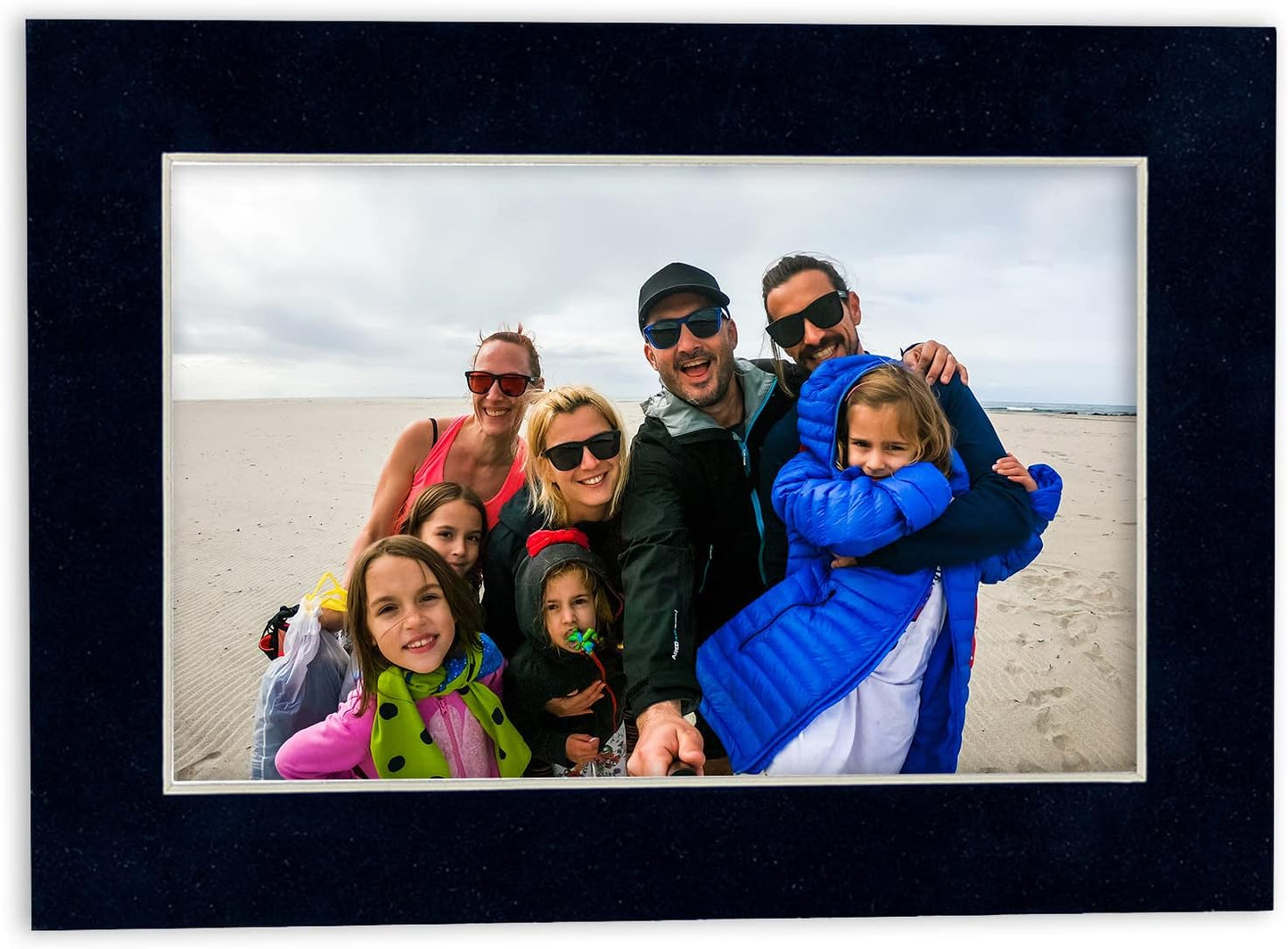 8.5x11 Mat Bevel Cut for 7x9 Photos - Acid Free Navy Suede Precut Matboard - For Pictures, Photos, Framing - 4-ply Thickness