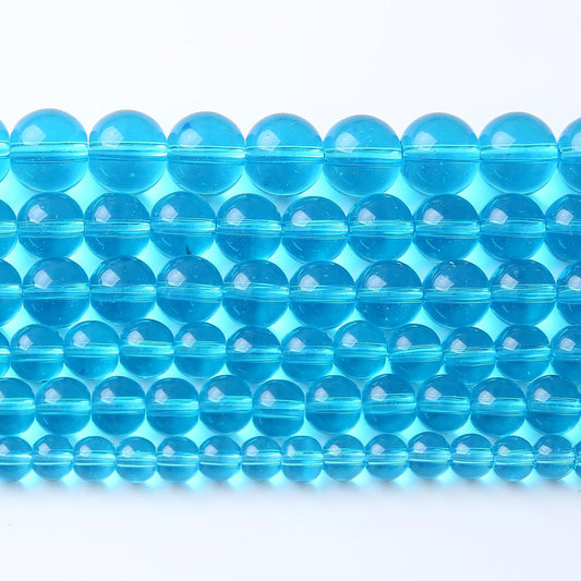 60pcs 6mm Topaz Blue Crystal Glass Beads Round Loose Spacer for Jewelry Making DIY Bracelet Necklace Healing Power Stone (Blue Crystal Glass, 6mm)