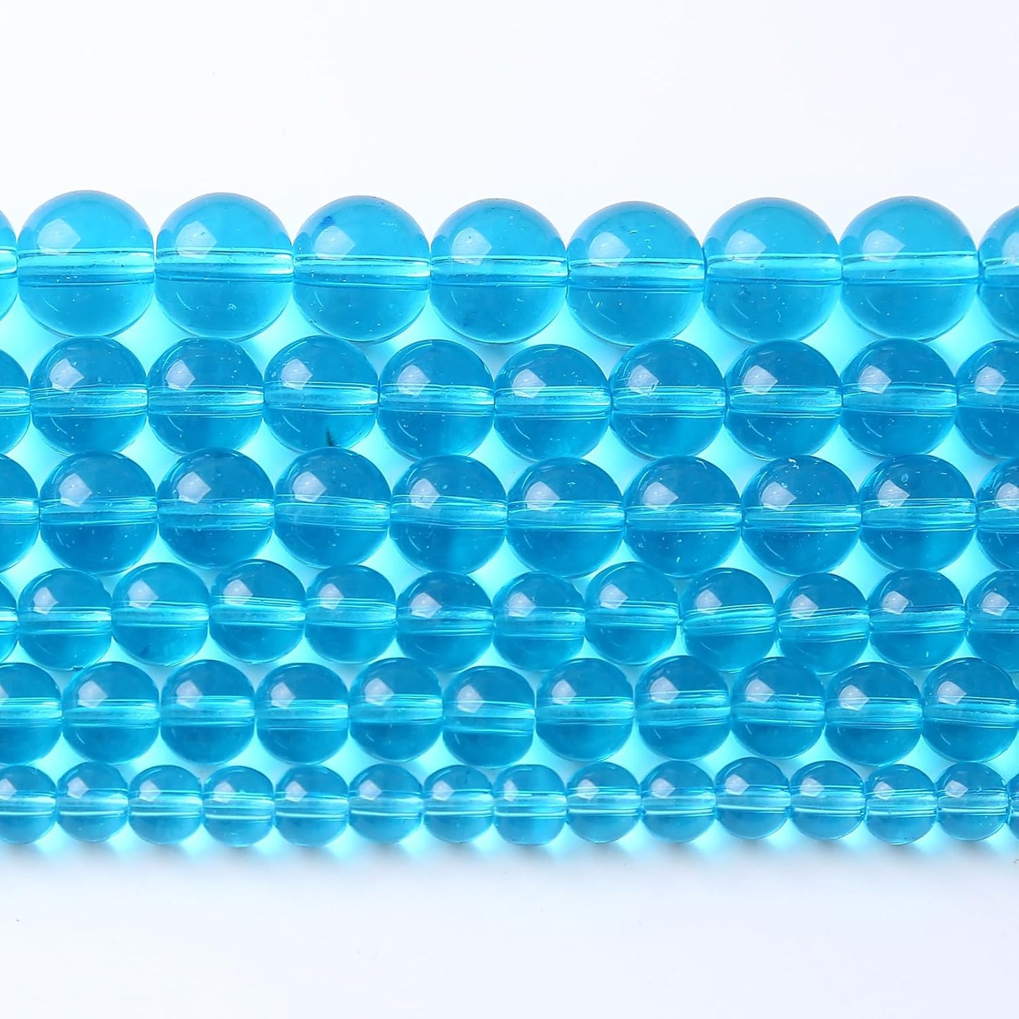 36pcs 10mm Topaz Blue Crystal Glass Beads Round Loose Spacer Beads for Jewelry Making DIY Bracelet Necklace Healing Power Stone Beads (Blue Crystal Glass, 10mm)
