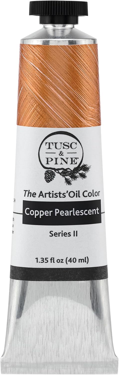 Tusc & Pine Artist Oil Paint - Copper Pearlescent, 40 ml, Non-Yellowing, Rich & Creamy Consistency, Maximum Pigment Load, Small Batch Milled Oil Paints Made in the USA for Professional Artists