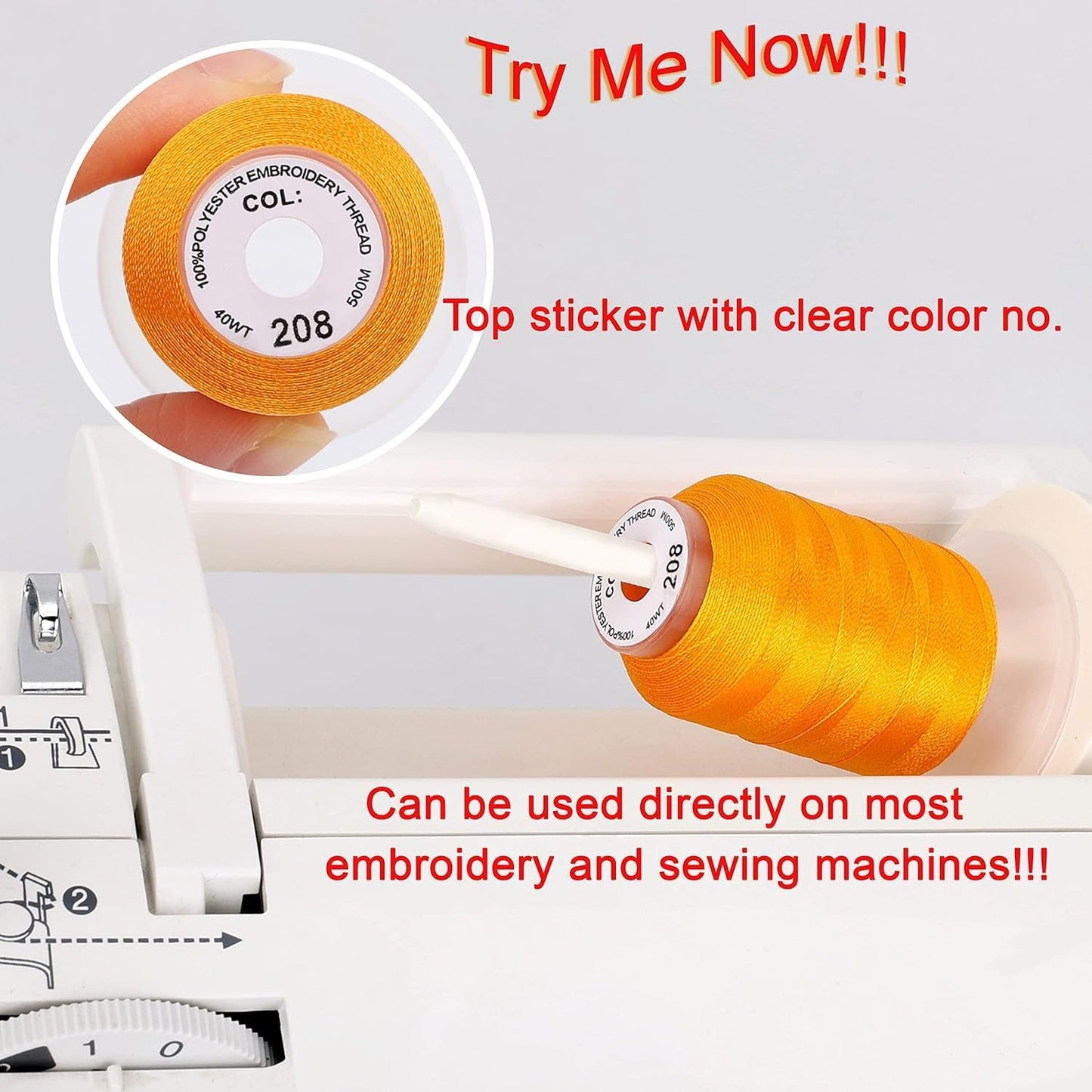 40 Spools Polyester Machine Embroidery Thread Kit 500M Colors Compatible with Brother Colors