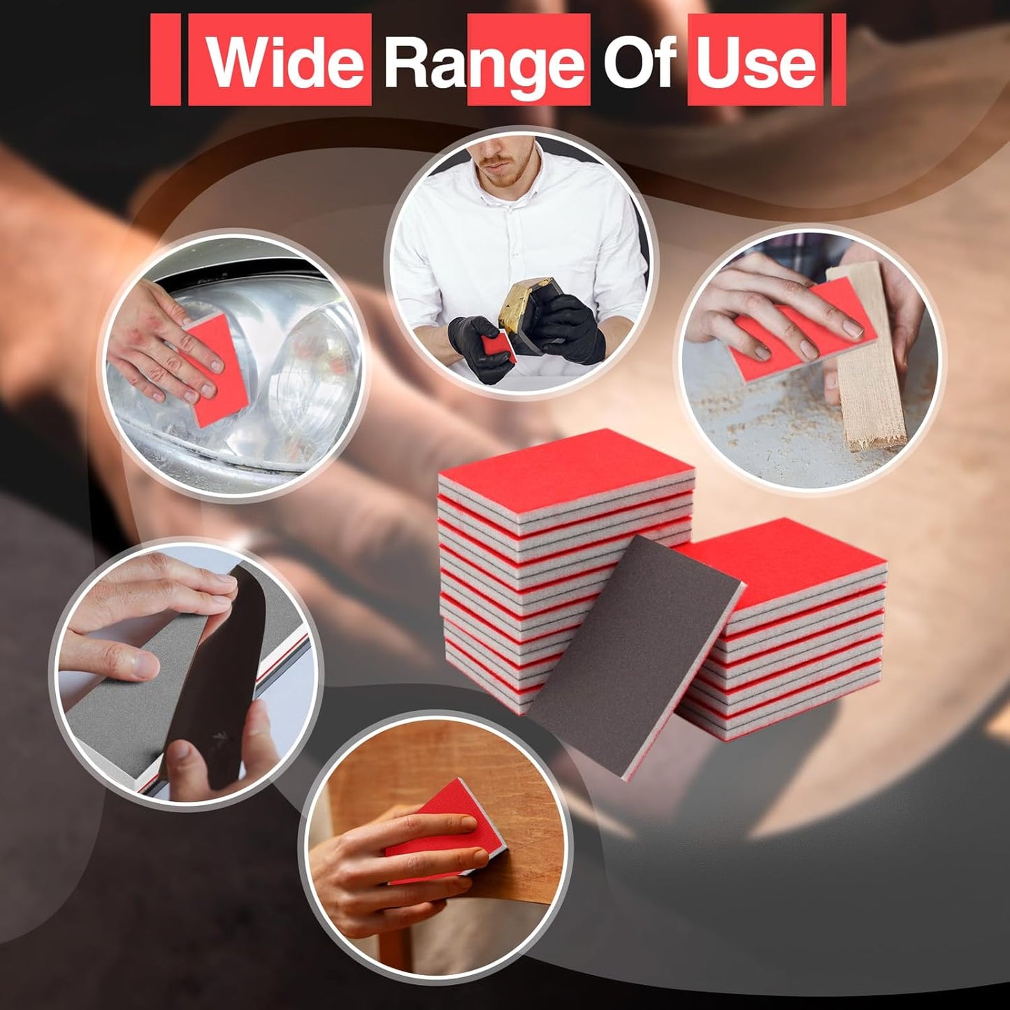 30-Pcs Sanding Sponge, 180-3000 Grit Washable & Reusable Sanding Blocks for Wood, Wet Dry Sandpaper Pads for Wood, Metal, Drywall, and Furniture Polishing, for Smooth Surface Finishing.
