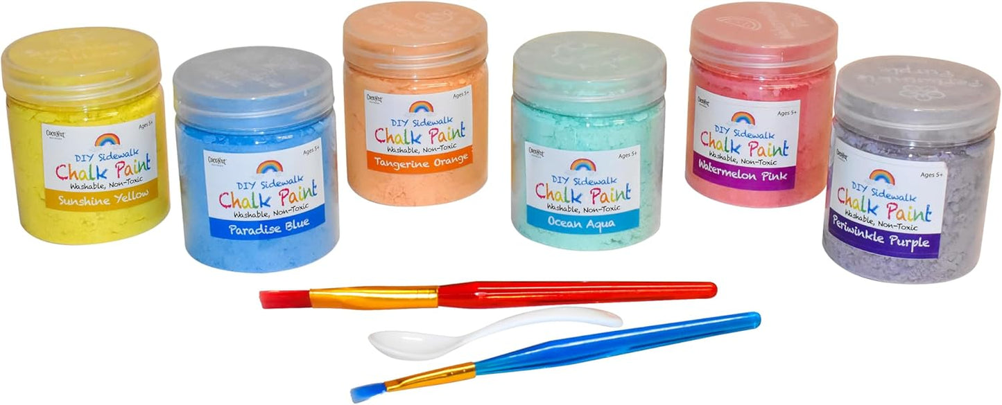 DIY Sidewalk Chalk Paint 6pk Kit - Non-Toxic, Washable Powdered Chalks - Simply Mix in Water and Use a Paintbrush to Create Colorful Artwork on the Sidewalk or Chalkboard, For Kids Ages 5+