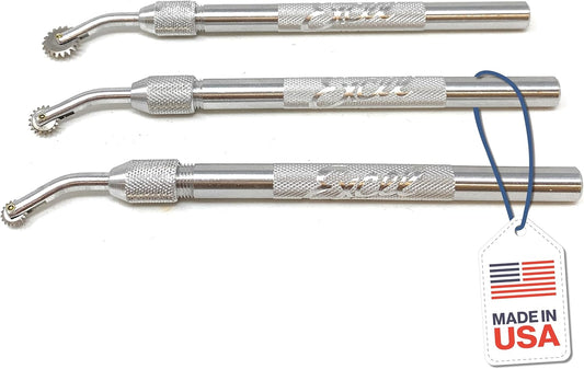 Excel Blades Pounce Wheel Set – Stainless Steel Fabric Tracing, Perforating, Cutting, Sewing, Quilting & Embossing Tool – Set of 3 Assorted Sizes – Made in USA