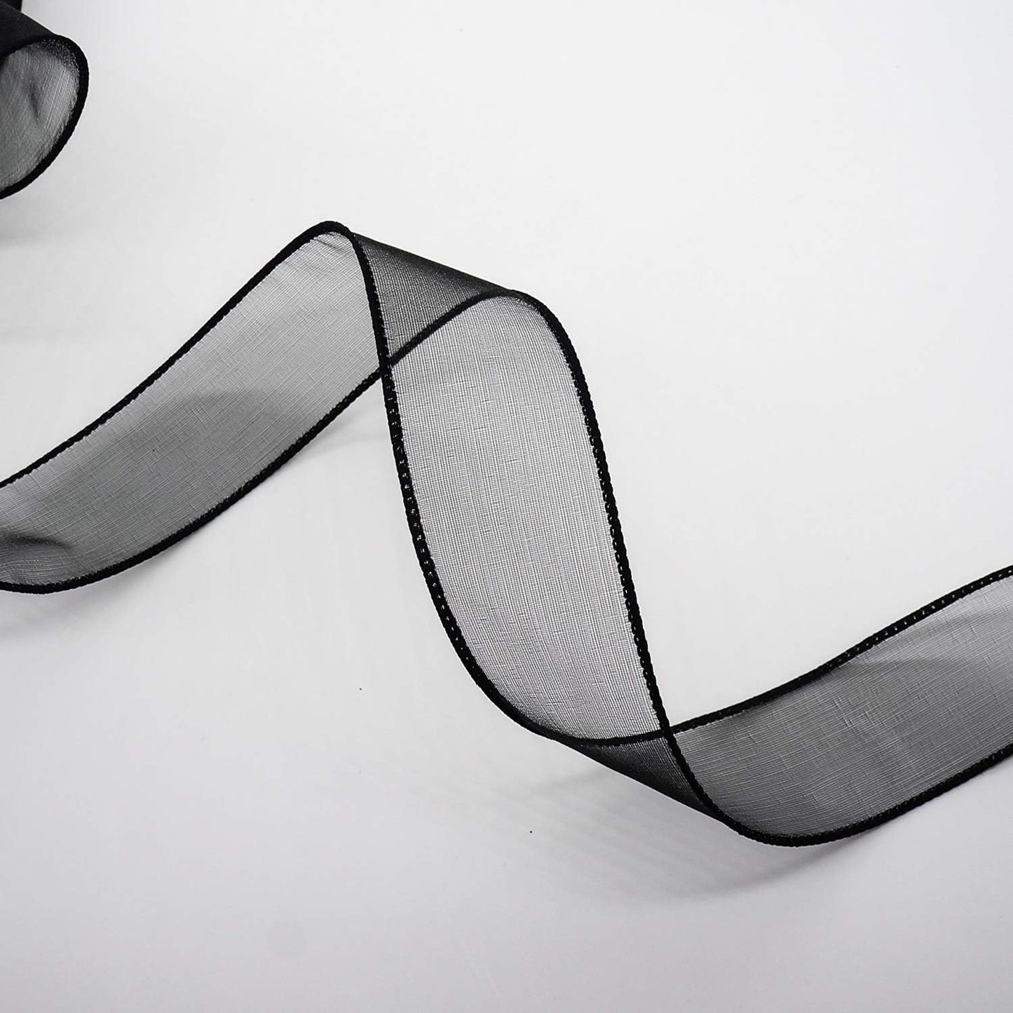 CT CRAFT LLC Sheer Organza Wired Ribbon 1.5" x 25 Yards x 2 Rolls Black for Wedding Chair Bow Flora Bouquet Gift Wrapping Christmas Tree Home Decor Wreath