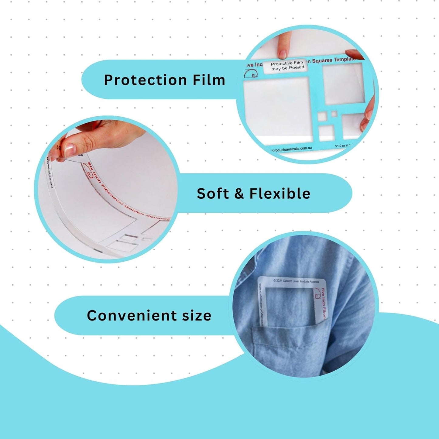 5" Square Stencil Template for Drawing and Drafting: A Fibonacci-Inspired Square Template Tool for Artists Allows The Simple Application of The Golden or Divine Ratio for Artistic Design