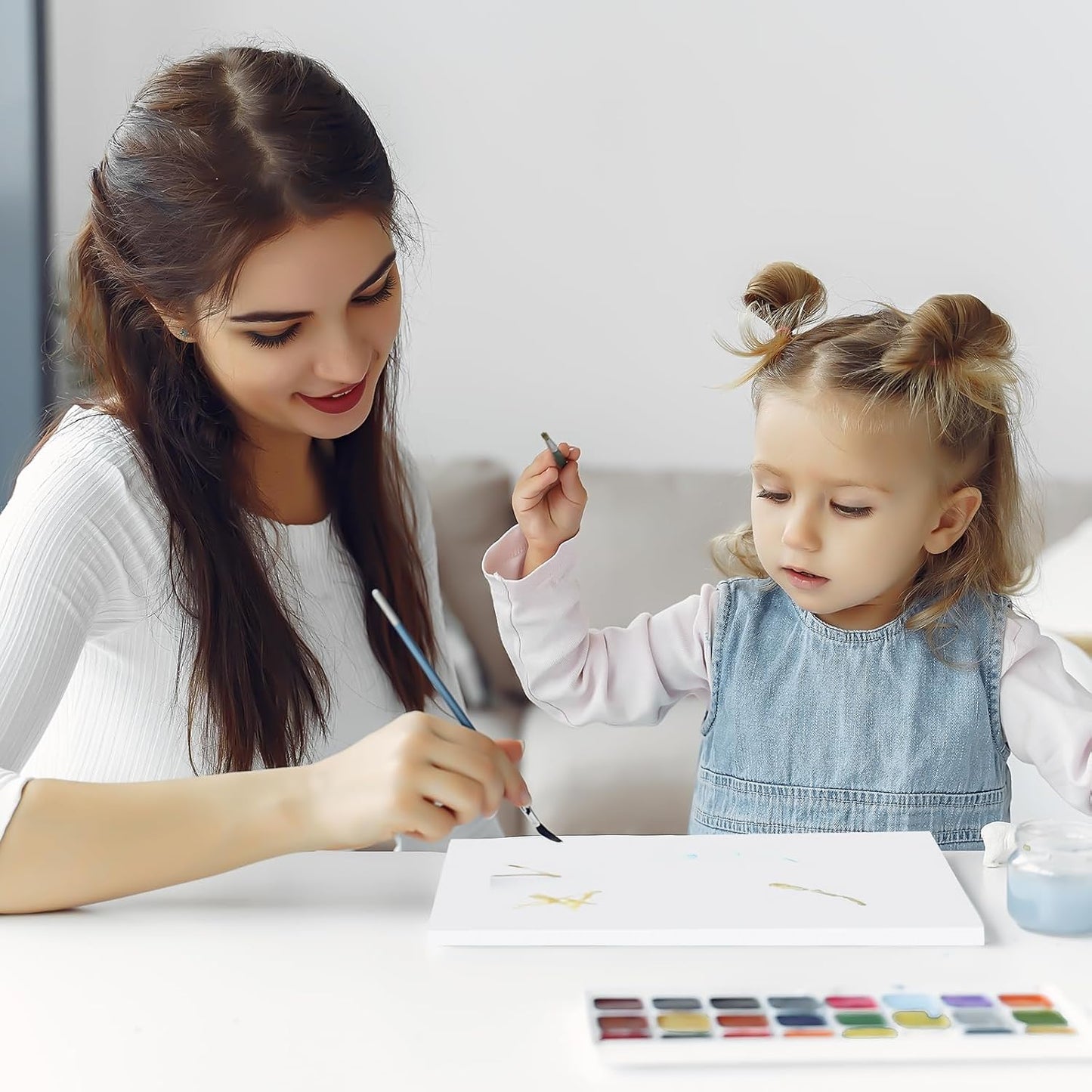 FUMILE Stretched Canvas for Painting, Canvases for Painting Multi 4 Pack 5x7,8x10 (2 of Each), Cotton Primed Acid Free Blank Canvases for Painting for Oil Paint, Acrylic Paint, Gouache and Tempera.