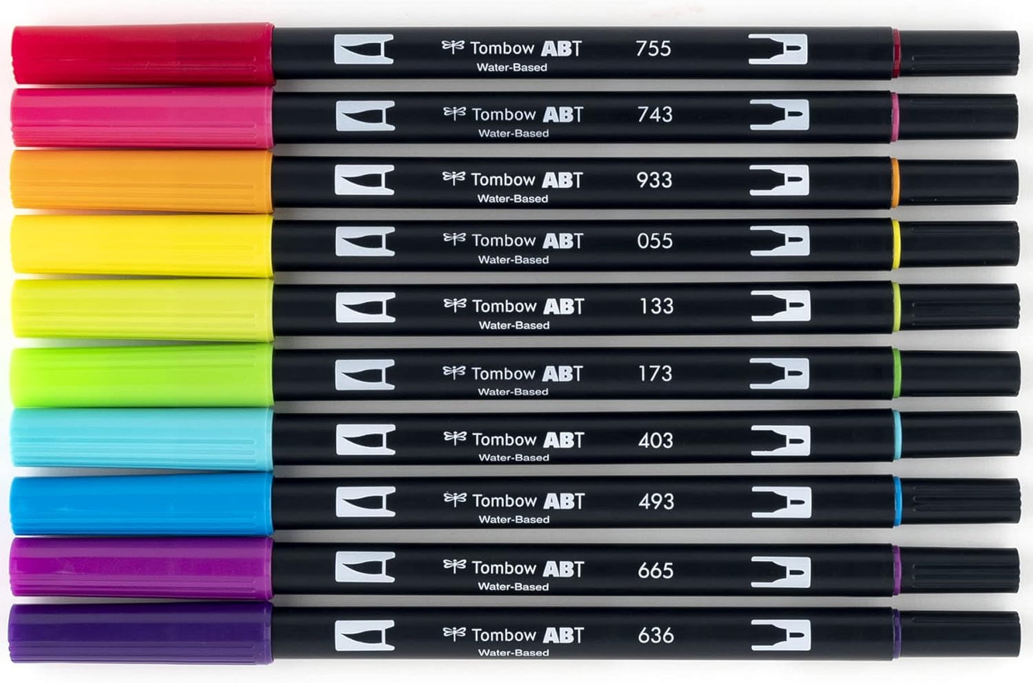 Tombow 56185 Dual Brush Pen Art Markers, Bright, 10-Pack. Blendable, Brush and Fine Tip Markers