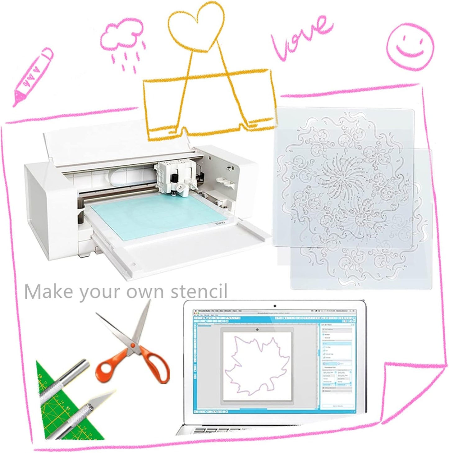 BANLTRE 15 Pieces 7.5 mil Transparency Blank Template Material Stencils Mylar for Cutting Paper Clear Sheet 12 × 12 inch (15-7.5 mil)