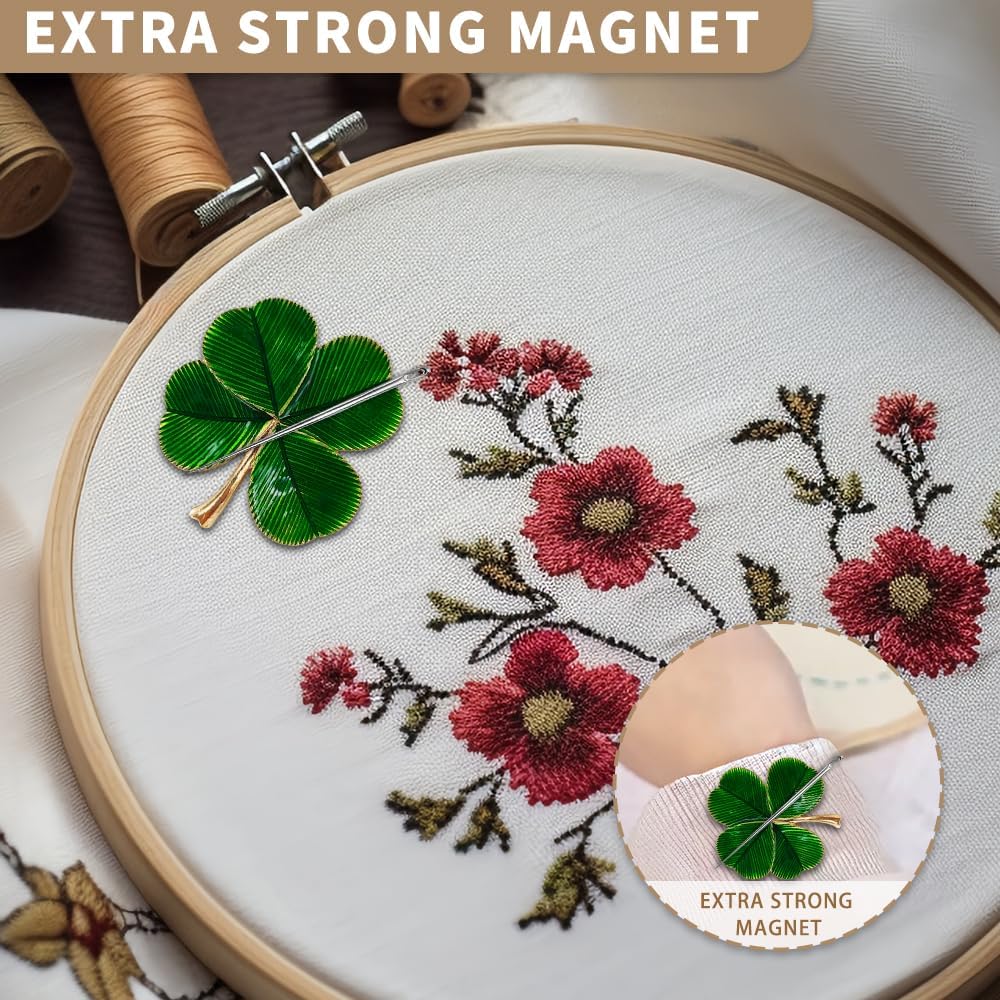 Needle Minder Magnet, Magnetic Needle Minder, Needle Minders Magnetic Cross Stitch Accessories, Magnetic Needle Holder, Life Tree, Butterfly, Cats, Owl, Heart (FourLeaf)