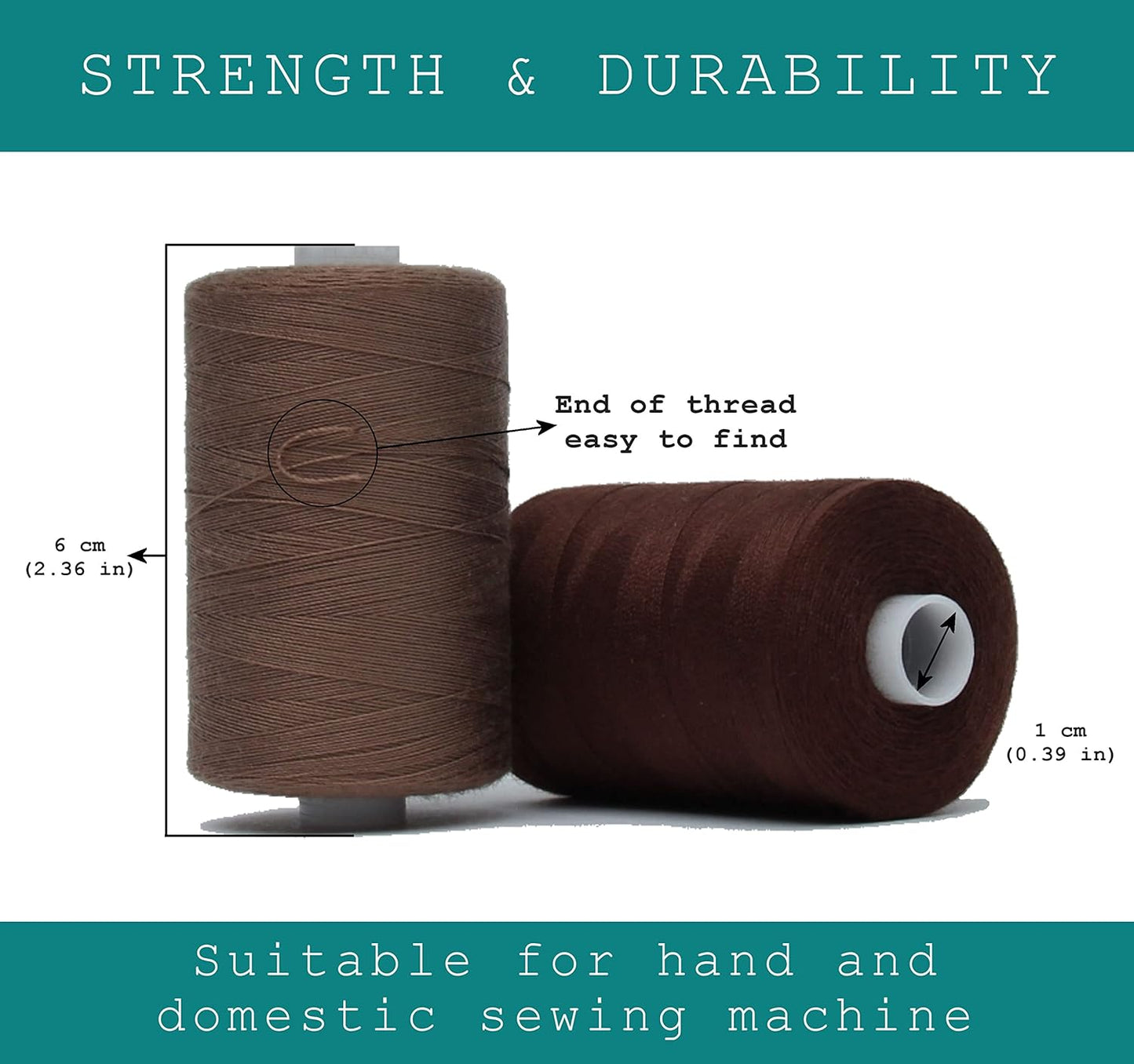 BlesSew Sewing Thread in Brown Color Tones - 10 Spools of Polyester Thread for Sewing Machine for Beginners, Hand Stitching & Quilting - 1000 yds Per Spool