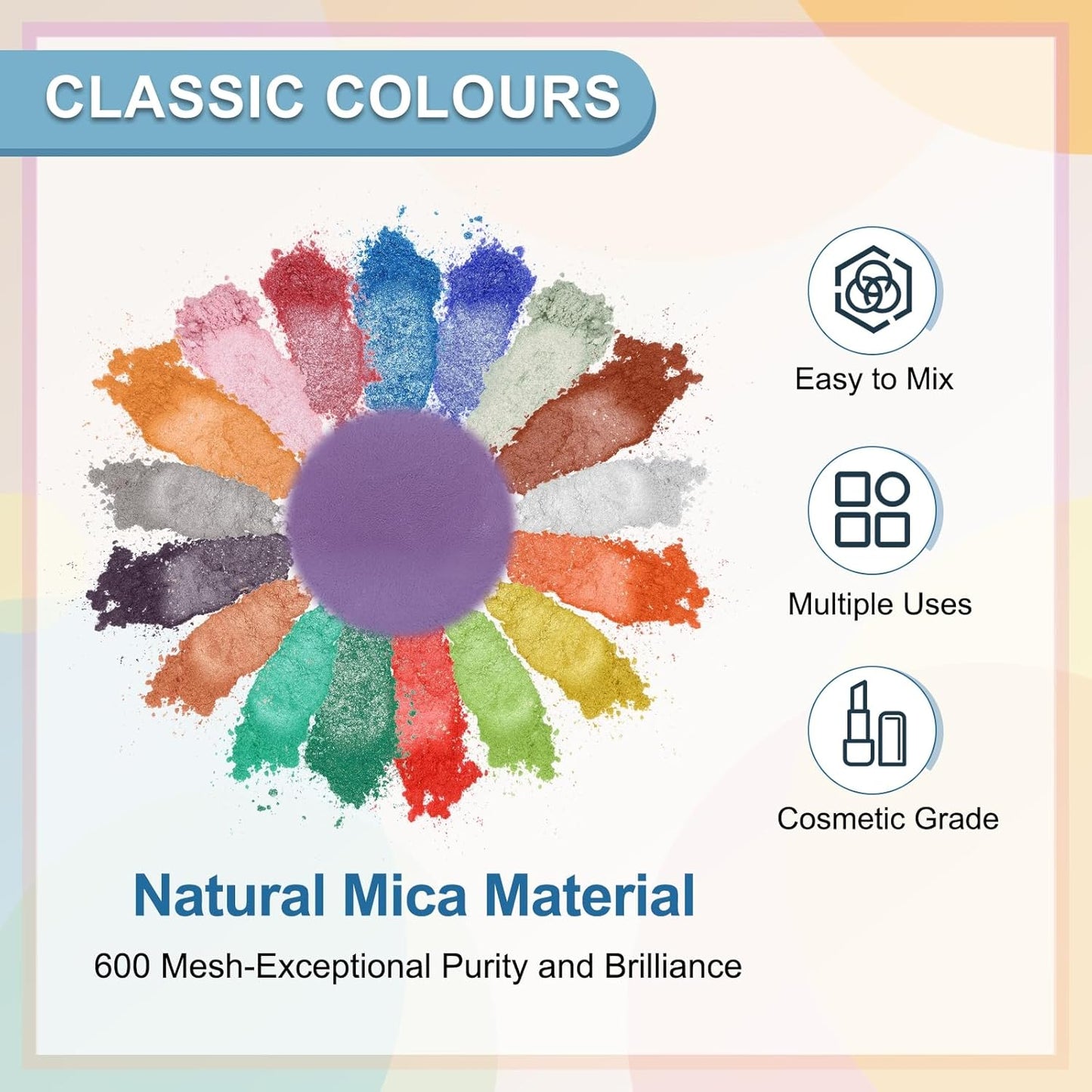 uxcell 10g/0.35oz Cosmetic Grade Mica Powder, 600 Mesh Mica Powder Natural Resin Epoxy Pigment Powders for Casting Resin, Candle Dye, DIY Nail Polish and Lip Gloss, Purple