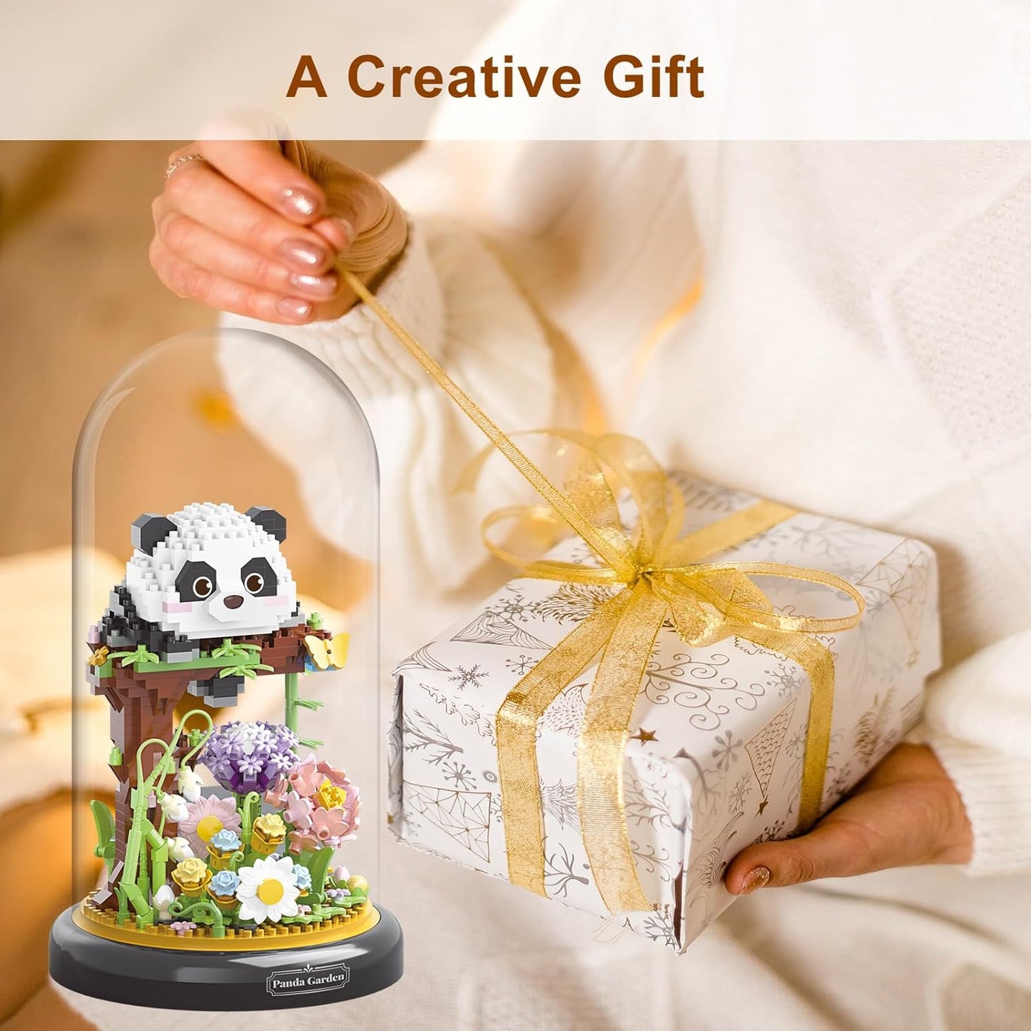 Panda Flower Building Set for Adult Plant Friend Set Bonsai Tree Party Favors for Kids Animal Building Blocks Valentines New Year Easter Birthday Gift for Boys Girls Age 6-12+(Panda Flowers)