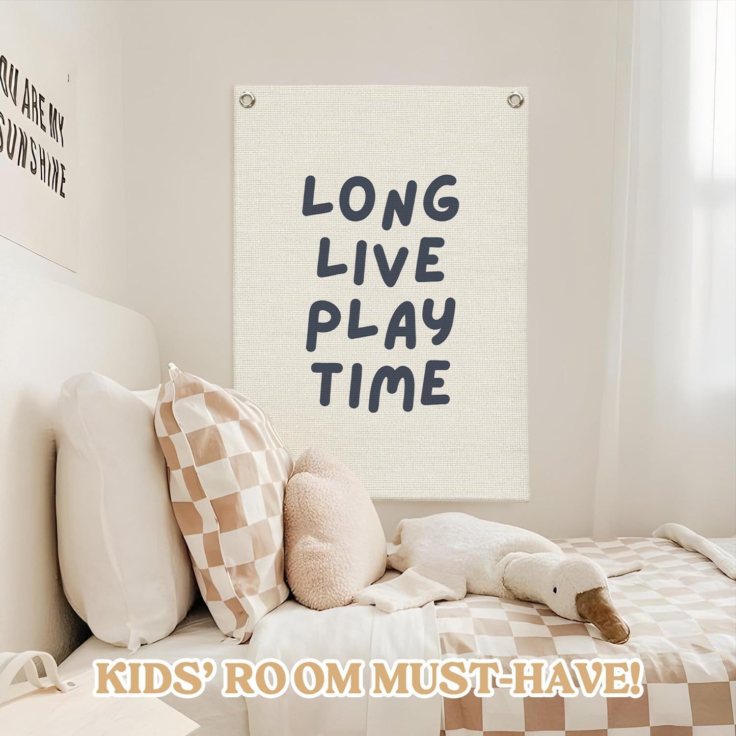 Play Room Wall Decor,Long Live Boyhood Linen Canvas Banner,Playroom Decor Wall Hanging Banner Flag Decor for Toddler Boy Kids Room Nursery Playroom Bedroom 18x25 Inch