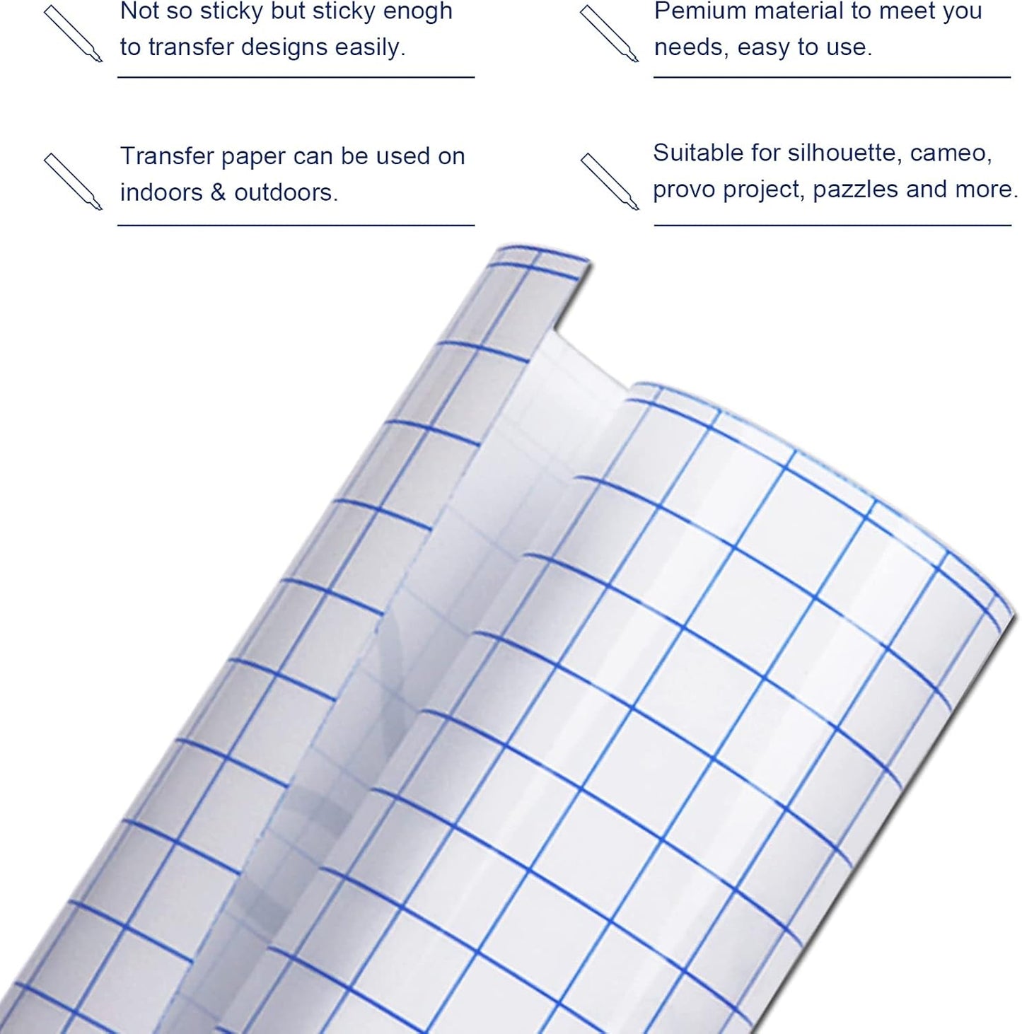 Clear Transfer Tape for Vinyl - 6" x 50 FT with Blue Alignment Grid Medium Tack for Adhesive Vinyl, Application Transfer Contact Paper Tape Roll for Silhouette Cameo Decals Stickers Window Signs