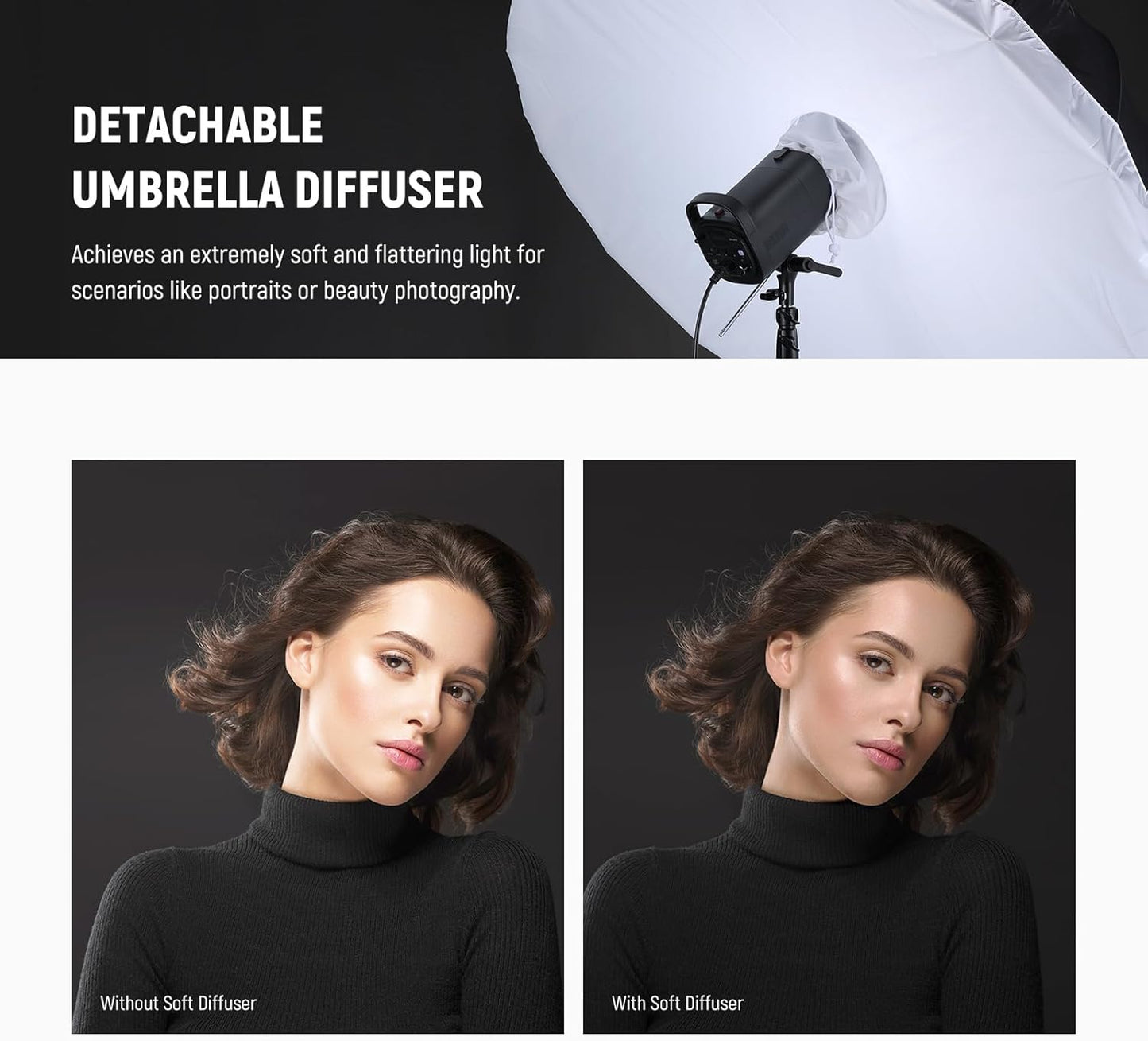 NEEWER 51"/130cm Parabolic Reflective Umbrella Photography with Silver Inner, Soft Lighting with Diffuser Cover, Bag, Quick Fold for Camera Photo Studio Video Light Shooting Monolight Flash, NS2U