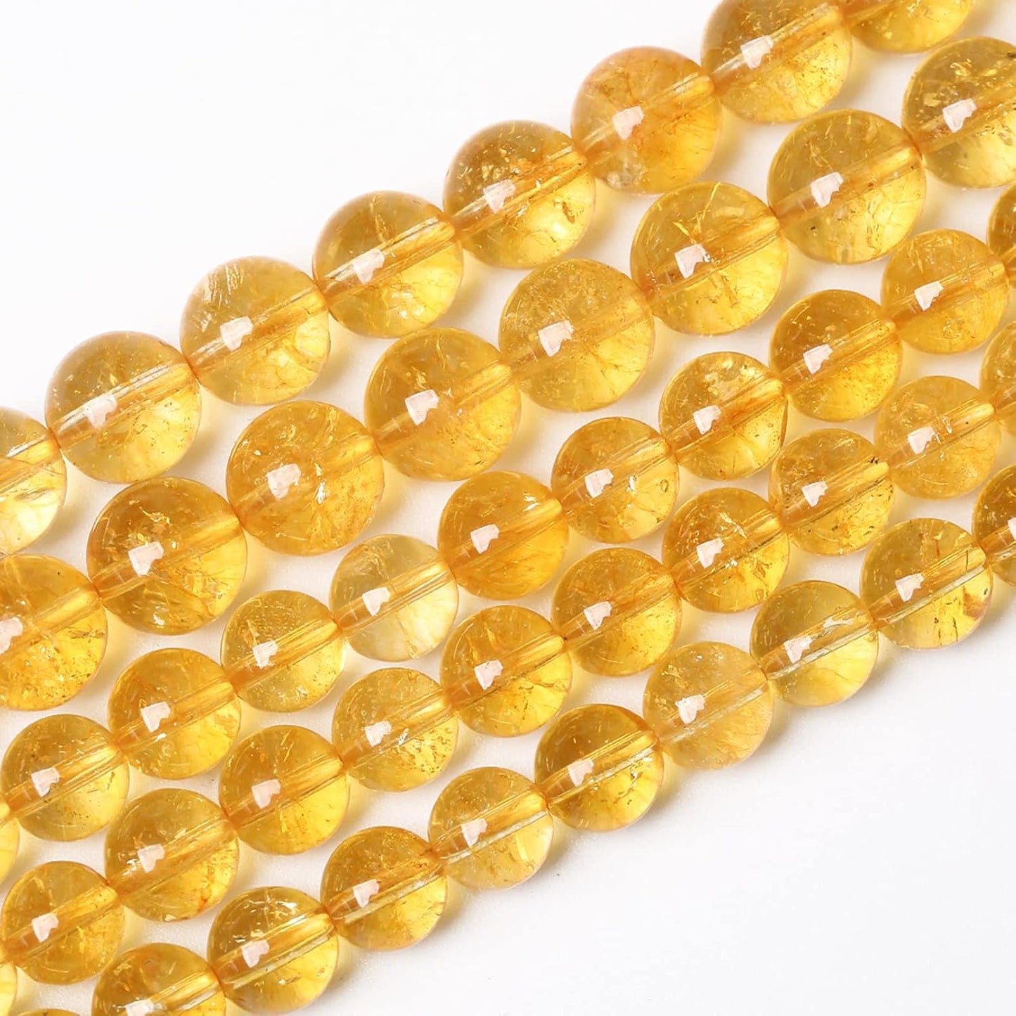 10mm 36Pcs Natural Citrine Beads for Jewelry Making Gemstone Round Loose Beads DIY Bracelet Necklace