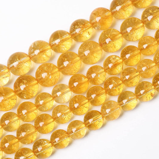 6mm 60Pcs Natural Citrine Beads for Jewelry Making Gemstone Round Loose Beads DIY Bracelet Necklace
