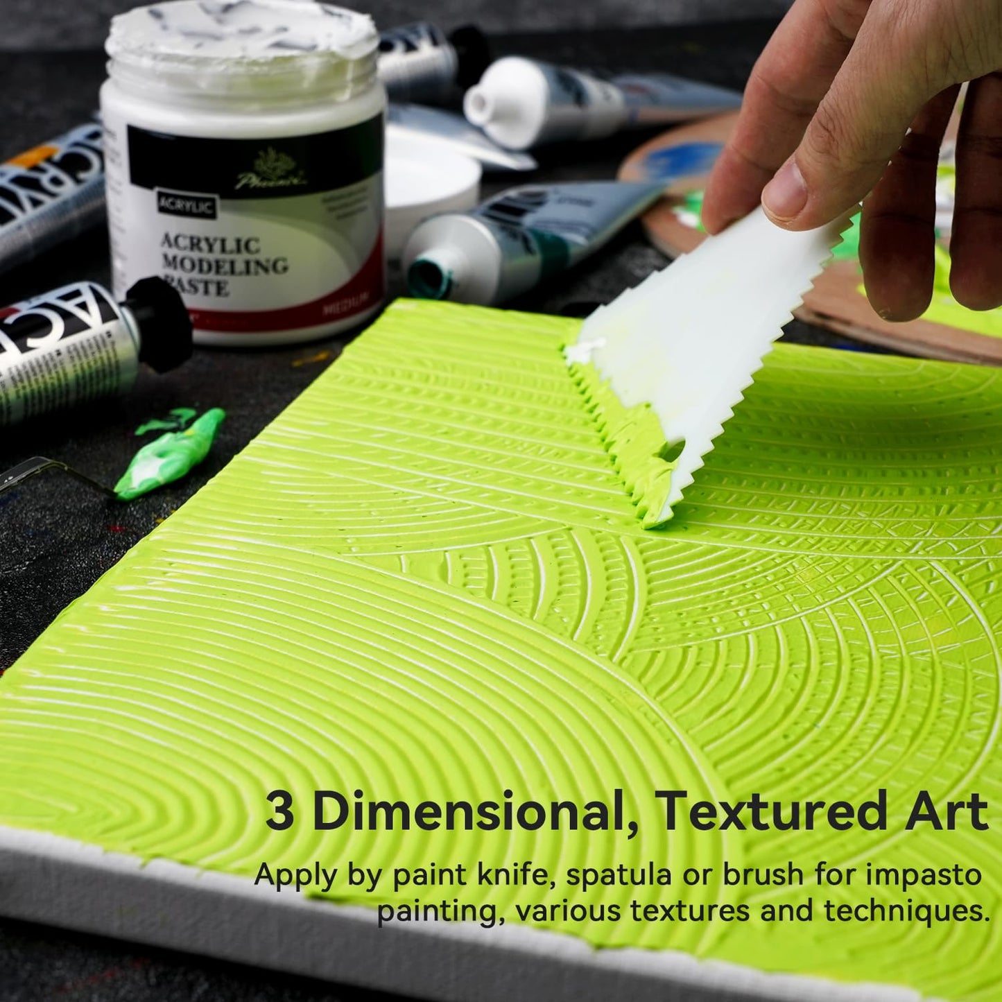 PHOENIX Modeling Paste for Textured Art (8.45 Fl Oz /250ml), Professional Acrylic Medium, Texture Paste for Acrylic Pains - Paint Supplies for Canvas Painting