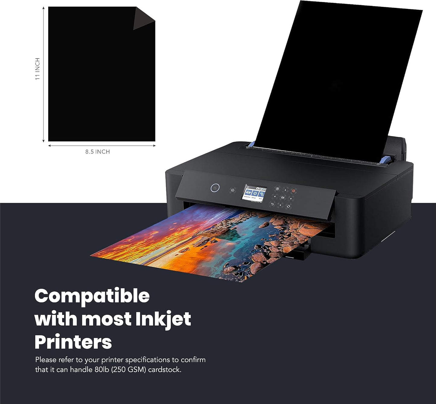 Black Cardstock Thick Paper 50 Sheets, 8.5" x 11" Heavyweight 92lb Cover Card Stock for Crafts and DIY Cards Making