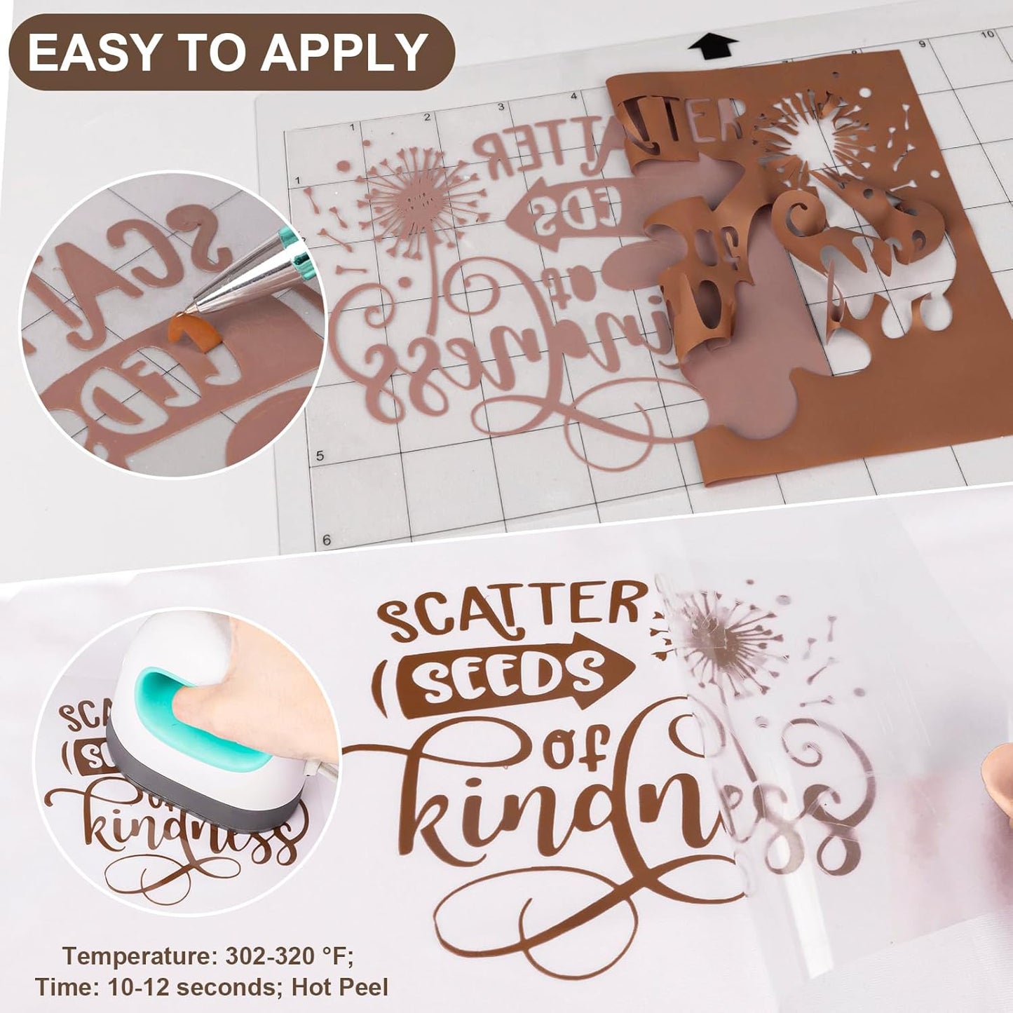 VINYL FROG Heat Transfer Vinyl Roll HTV Vinyl - 12" x5ft Chocolate Iron on Vinyl for T-Shirts, Heat Press Vinyl for DIY Craft Designs (Chocolate)