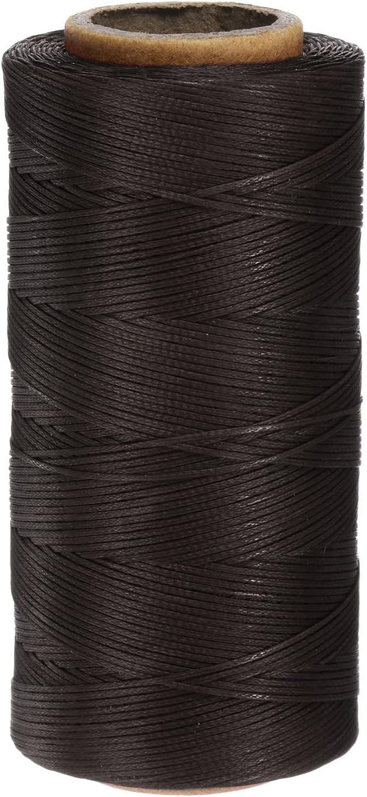 uxcell 150D 0.8mm Flat Waxed Thread 284 Yards Polyester Leather Sewing Waxed String Hand Stitching Waxed Cord for Leather Stitching Sewing Bookbinding DIY Craft Dark Brown