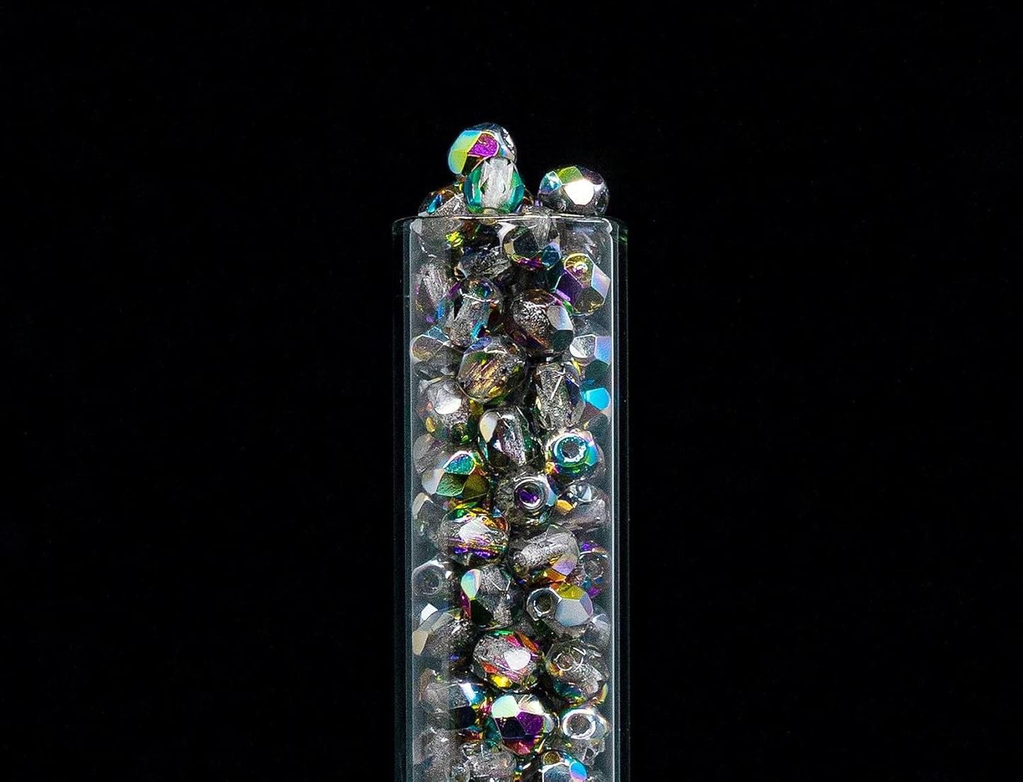 1.8 oz (50g, Approx. 600pcs) of Faceted Fire Polished Pressed Czech Glass Beads 4mm (0.16in), Crystal Vitrail 00030-28101 BCV