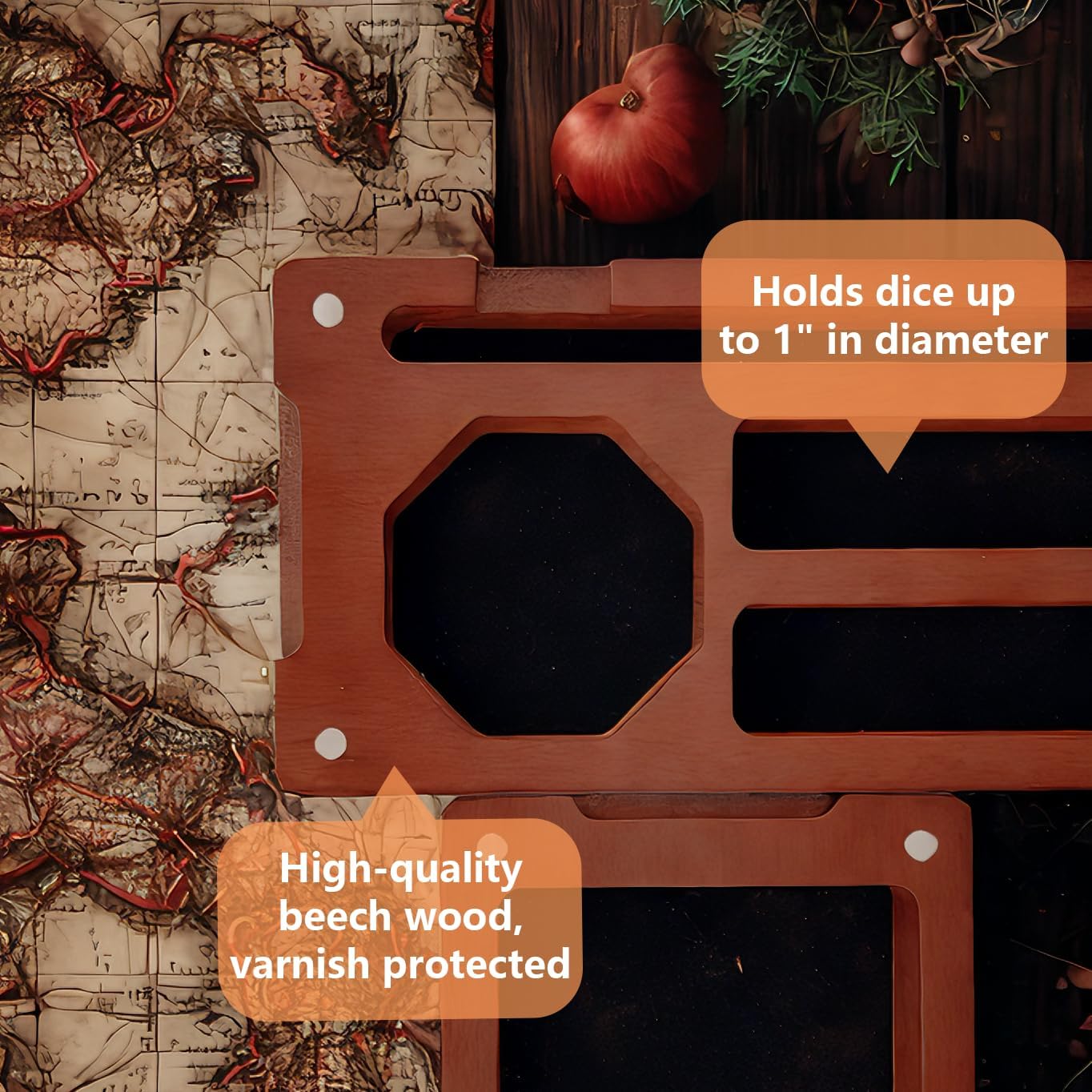 Wooden Dice Box DND Dice Holder 9.5 x 4 Inch Dice Storage Case RPG Dice Rolling Tray Travel Dice Organizer with Felt Lined Magnetic Lid D&D Accessories