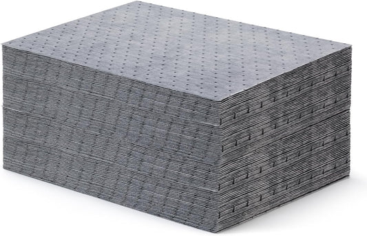 15" x 20" Heavyweight Oil and Water Absorbing Pads,Gray Absorbing Heavy Weight Oil and Water Absorbent Mat Pad 30Pads(Gray)