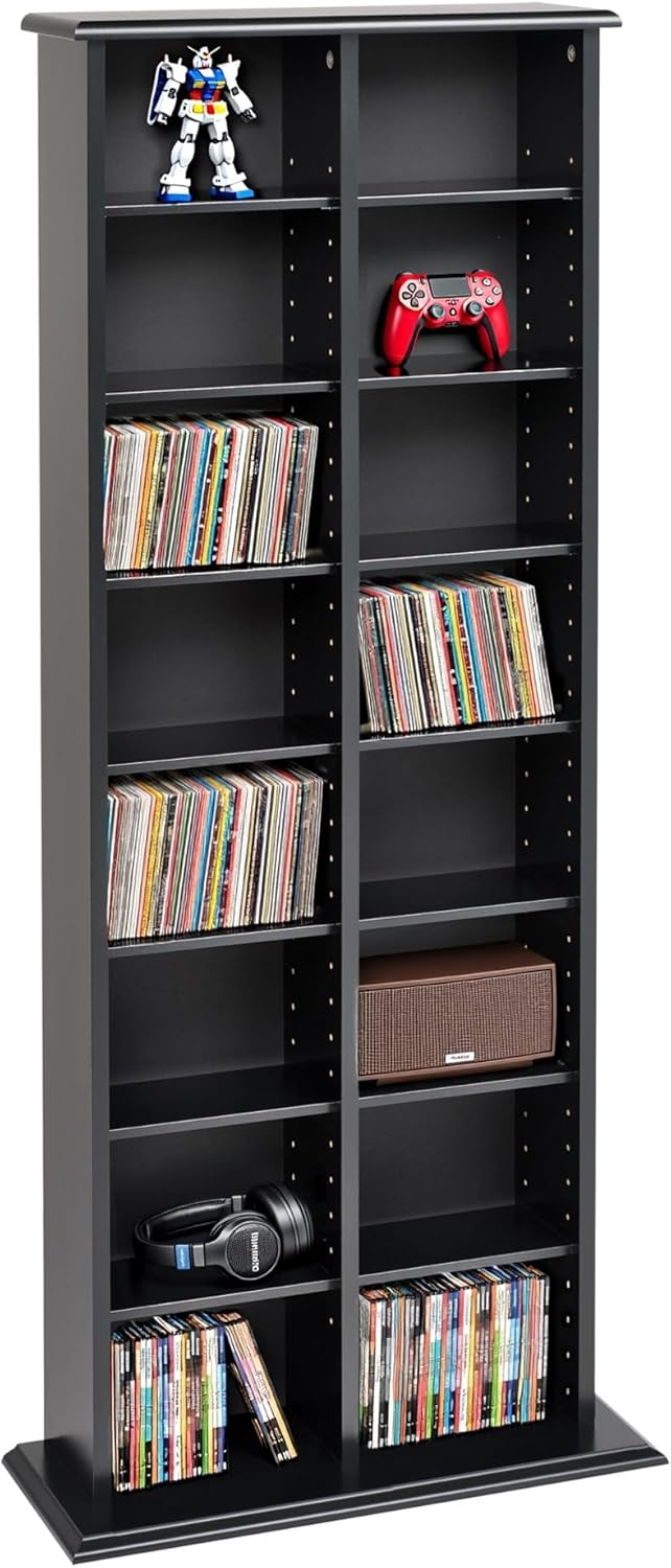 Prepac 2 Column Tall Cabinet Media Storage, 22" Wide, Black