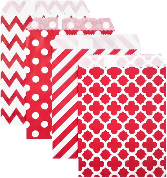 KEYYOOMY 200 Pcs Red Candy Buffet Bags - Small Polka Dot Paper Treat Bags for Wedding Birthday Party (5 inch x 7 inch)