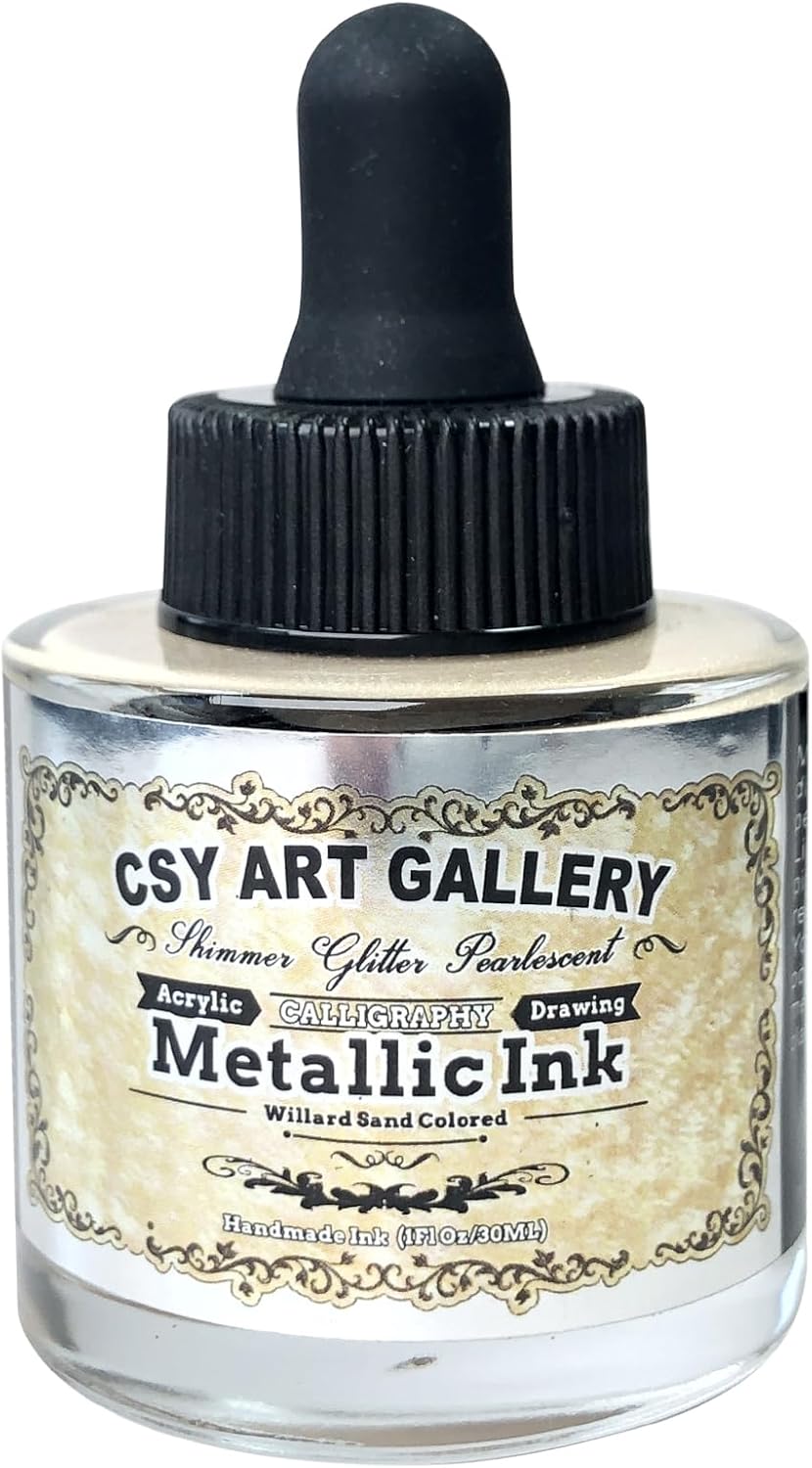 CSY Art Gallery Metallic Acrylic Inks-Drawing Inks for Rock, Fabric, Wood, Glass, Craft Liquid Leaf Paint for Halloween Decorations - Pumpkin Painting Kit,Art Supplies