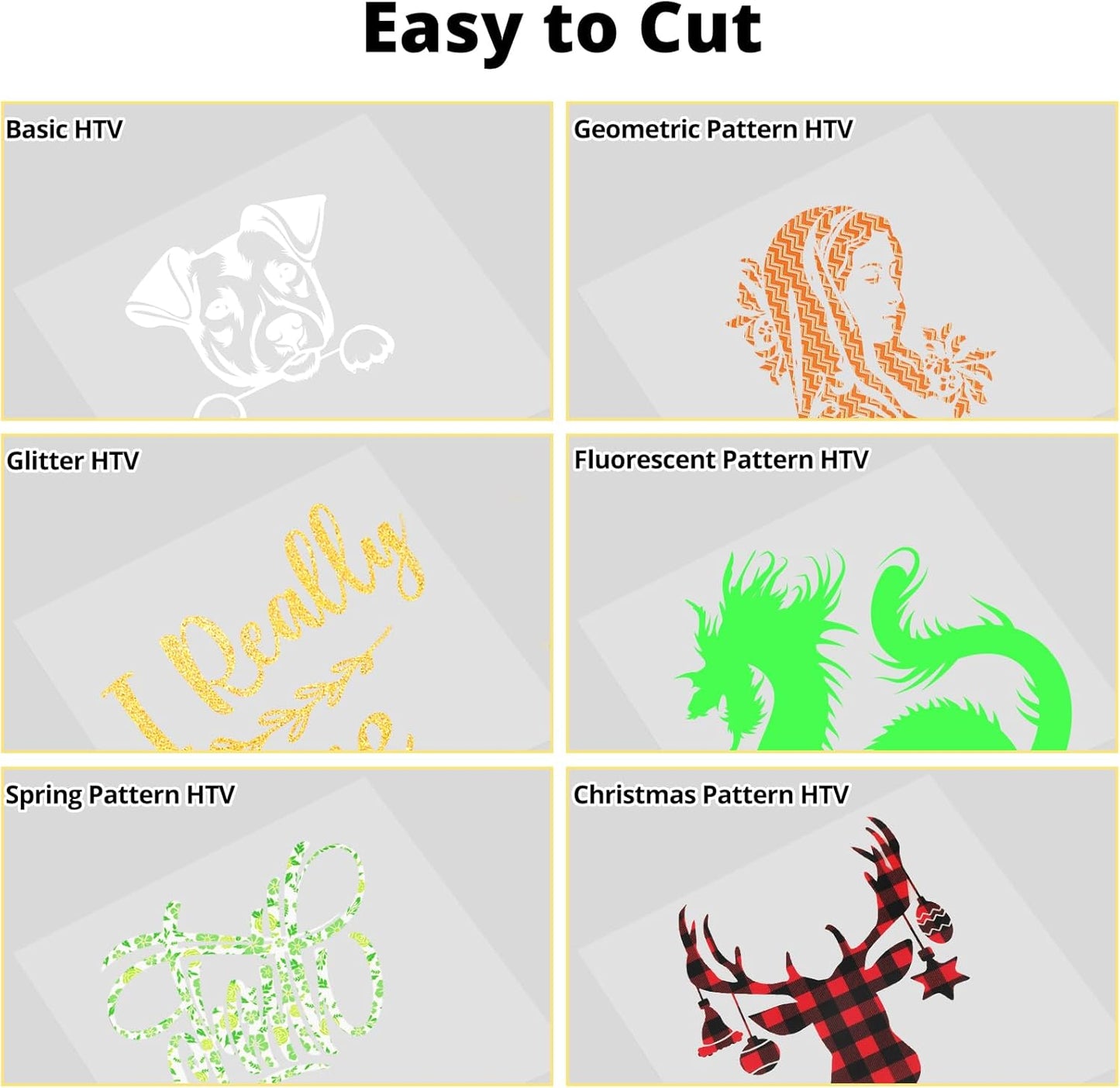 HTVRONT HTV Heat Transfer Vinyl Bundle, 90 Pack 12" x 10" Iron on Vinyl for t Shirts, 58 Assorted Colors HTV Vinyl with PTFE Sheet & Weeding Tools, Includes Glitter, Floral, Plaid, Neon, Geometric