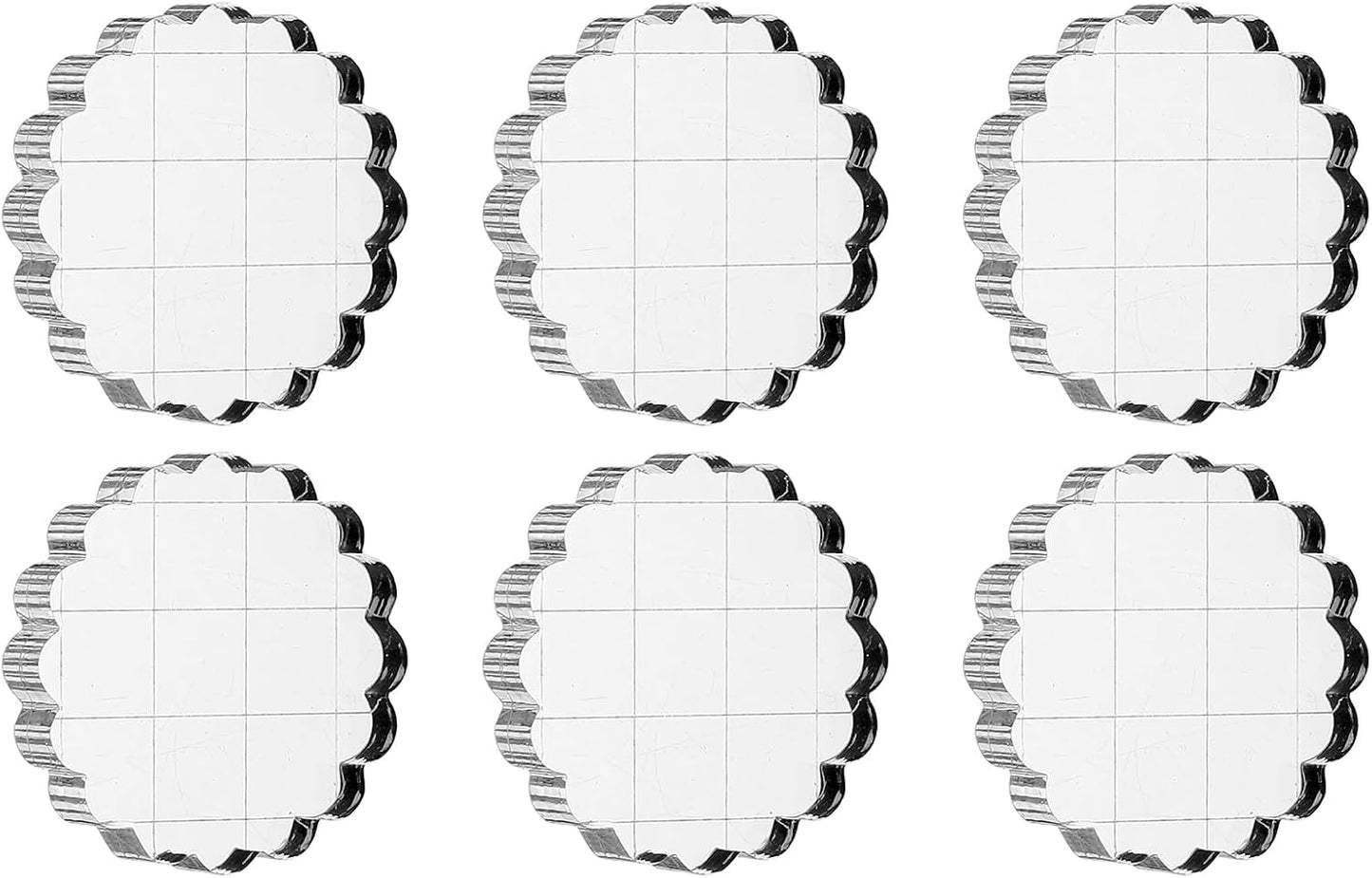 PATIKIL 1.6" Acrylic Stamp Block, 6Pcs Clear Stamping Block with Grid Lines Decorative Mounting Blocks Round for Scrapbooking DIY Crafts Card Making