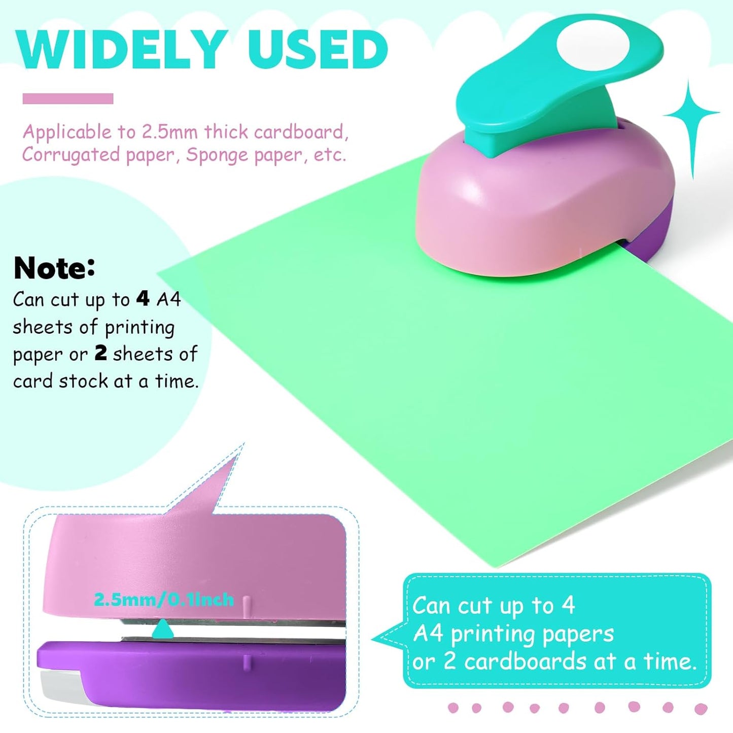 CHENGU 16 Pcs Craft Holes Punch Paper Punchers Scrapbook Punches with Craft Sticker Paper, Round, Star, Square, Heart, Flower, Wave Circle Shape (1 Inch,Fresh Style)