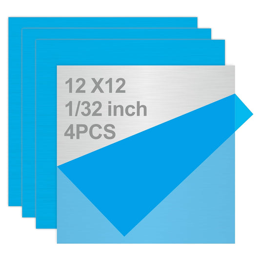 4PCS 12"x12"x1/32 Stainless Steel Metal Plates for Magnetic Mount Board Wall 20GA(0.80MM) 430 Stainless Steel Shim Stock Plates for Crafting, Kitchen, Office